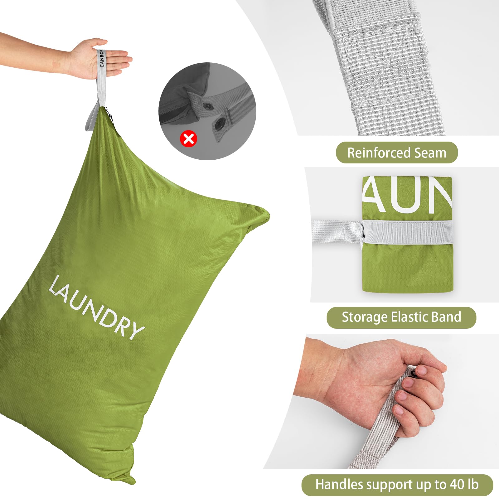 Asnews Sac à Linge Sale, 90 x 60cm Grande Capacité Sac à Linge Sale de Voyage, Nylon Imperméable Sac, Pliables Laundry Bag Wet Dry Bag pour les Camps et Vacances, 120L