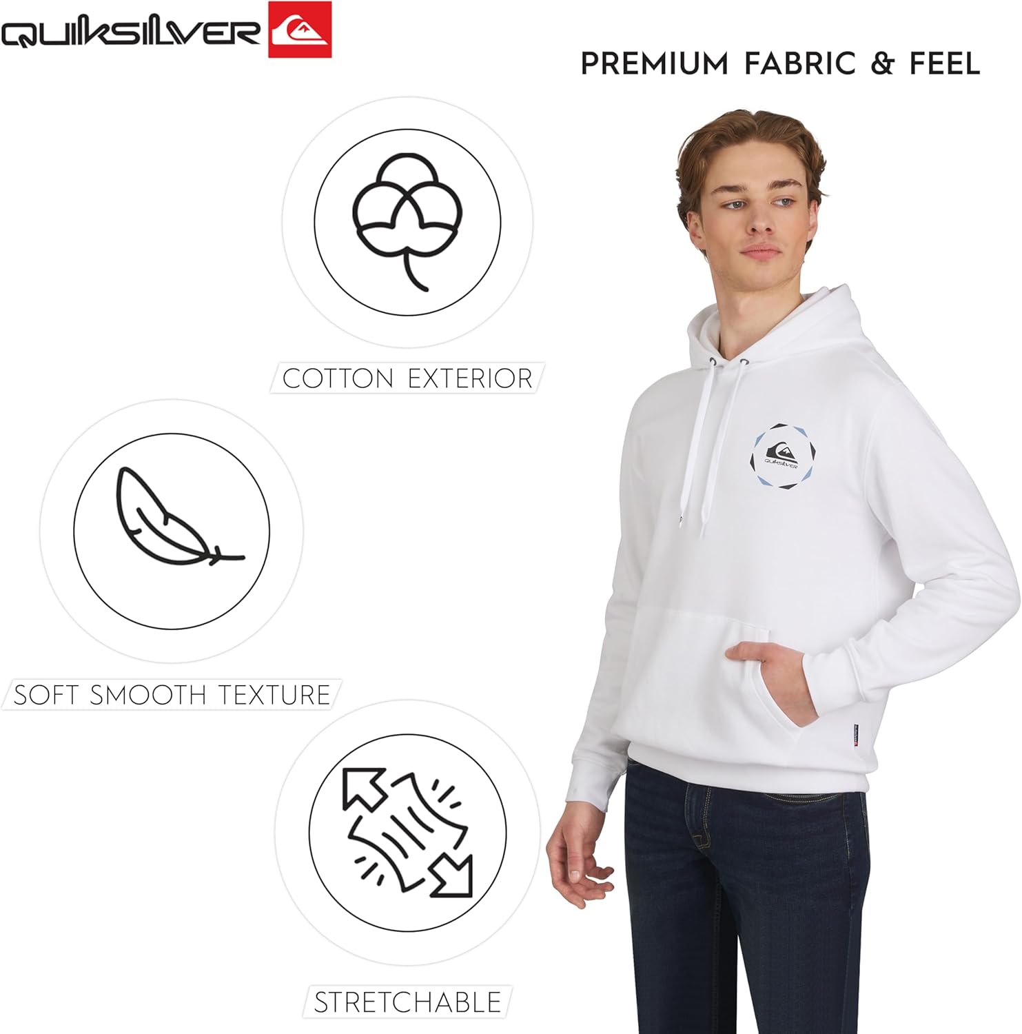 Quiksilver Men's Regular Fit Super Soft Fleece Midweight Pullover Hooded Sweatshirt - Image 5