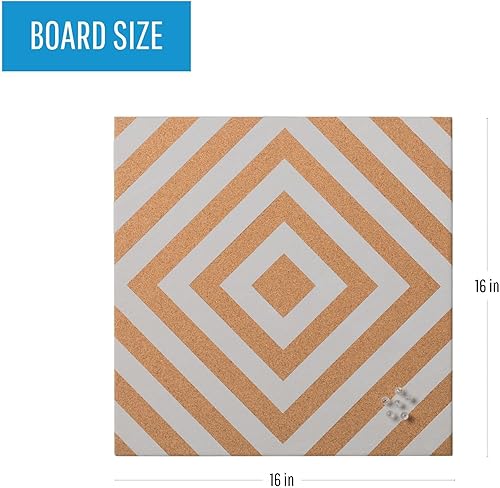 Miniatura 2 de MasterVision Tablero de anuncios decorativo sin marco de corcho blanco y natural, 16 x 16 pulgadas (SF751407397)