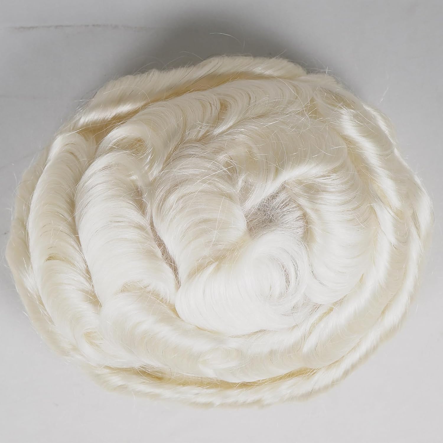 Durable Hair System for Men French Lace Front Fine Mono and Skin PU Around Mens Toupee Human Hair Pieces Natural Hairline Hair Replacement for Men 8x10INCH 60R# White Color