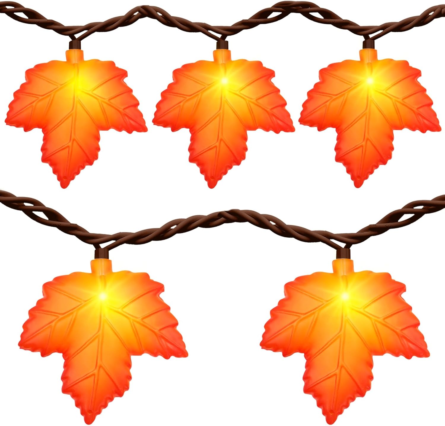 Thanksgiving Decor Maple Leaf Lights, 8.5Ft Maple Leaf LED String Lights 10 LED 3D Maple Leaf Fall Lights Plug in for Indoor Outdoor Kitchen Autumn Party Thanksgiving Harvest Fall Decor Orange Maple Lights