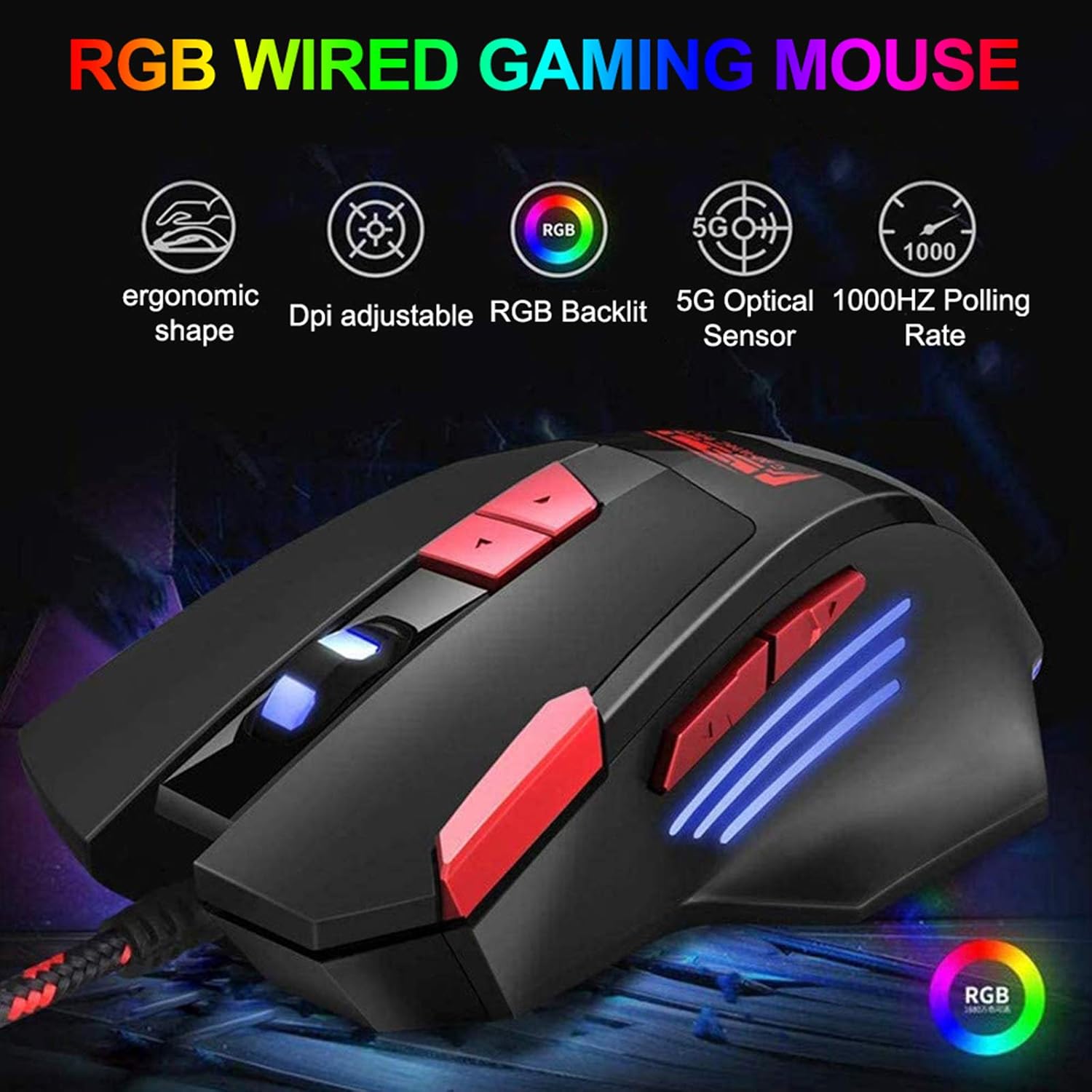 Suреr Bіg Clеаrаnсе! Allead One-Handed RGB Gaming Keyboard and Mouse Combo 35 Keys Mini Gaming Keypad, 6400 DPI Programmable Mouse，with Keyboard Mouse Converter for PS4/Xbox One/Nintendo Switch/PS3 /PC