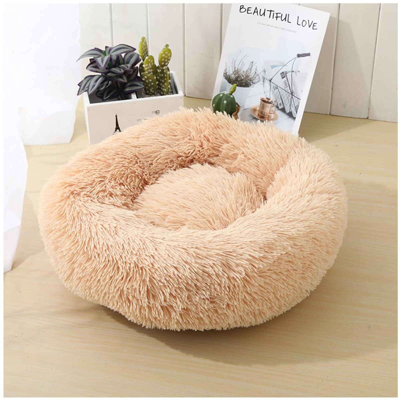 Lit lavable pour chien et chat rond format XL coussin donut antidérapant