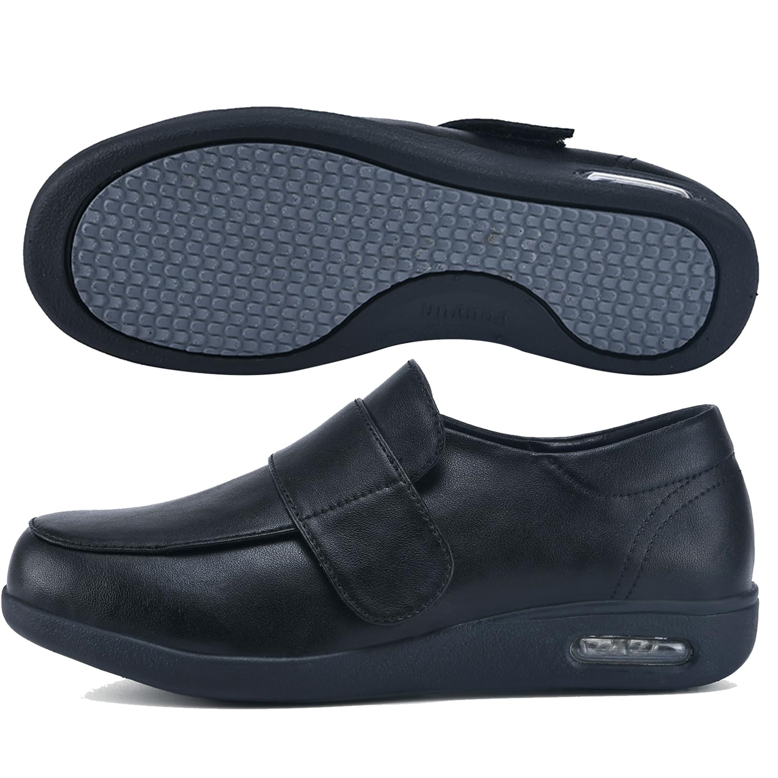 AEHO Zapatos Ortopédicos para Mujer de Ancho Especial, Sin Cordones, Impermeables, Cuero PU, Negro, 38 EU