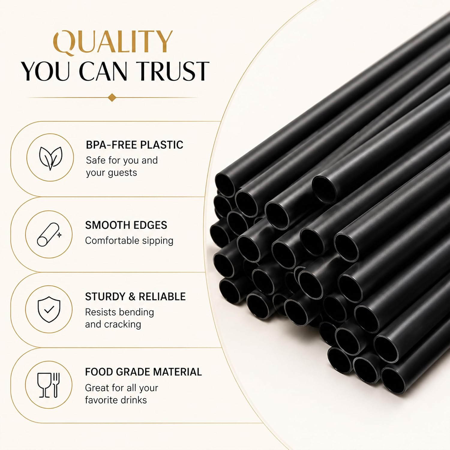 Haundry 500 Count 5" Black Short Cocktail Straws, 6mm Disposable Plastic Stir Sticks for Lowball Glasses, Whiskey, Margarita, Iced Coffee, Bars & Parties