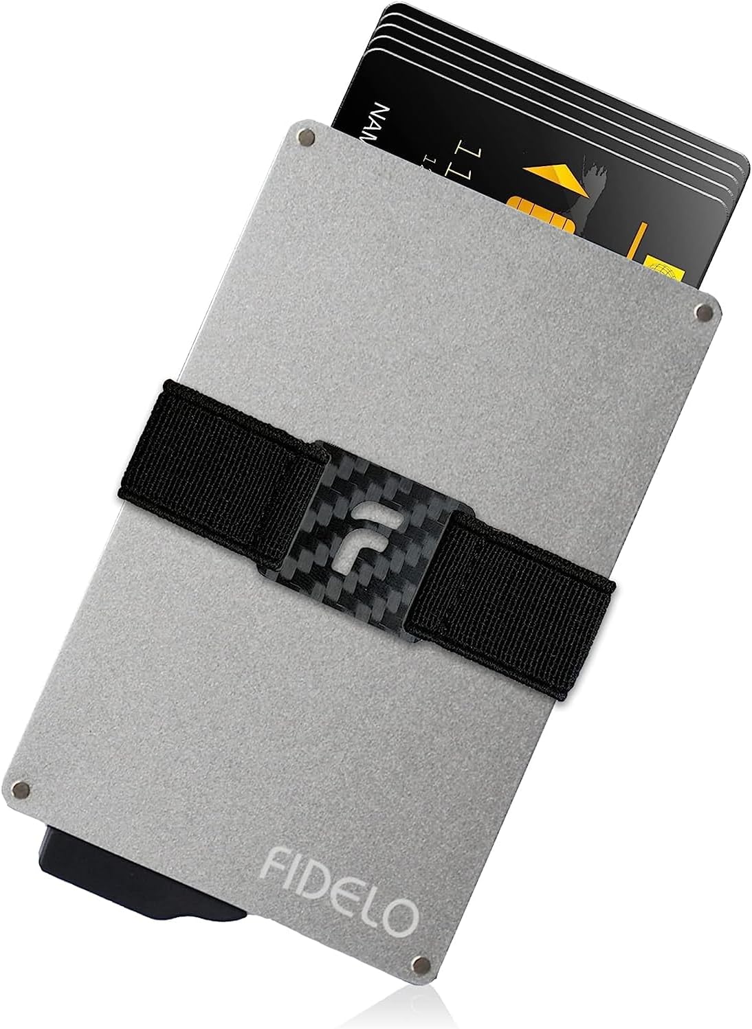 Fidelo Black Minimalist Wallet for Men - Slim Credit Card Holder with RFID Blocking Technology, Thin Money Clip Made Of 3K Carbon Fiber, Fits Any Pocket