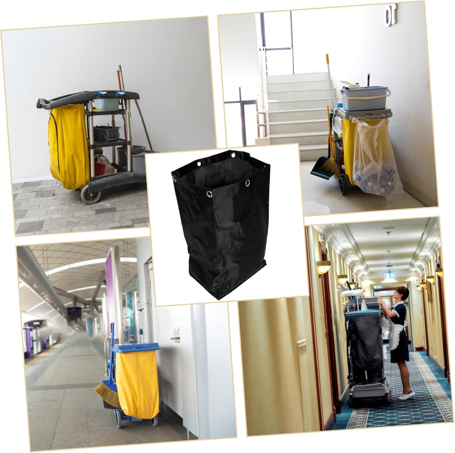 ULTECHNOVO Cleaning Cart Bag Janitorial Cleaning Bag Ample Storage Canvas Easy to Clean