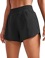 CRZ YOGA Women's 3" Dolphin Athletic Shorts - High Waisted Quick Dry Liner for Running Gym Workout with Zip Pocket