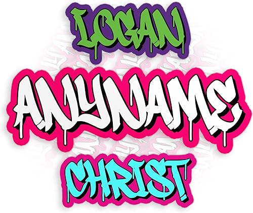 Calcomanía personalizada con nombre de graffiti personalizada, diseño de graffiti de fuente, calcomanías de vinilo troqueladas para casco duro,