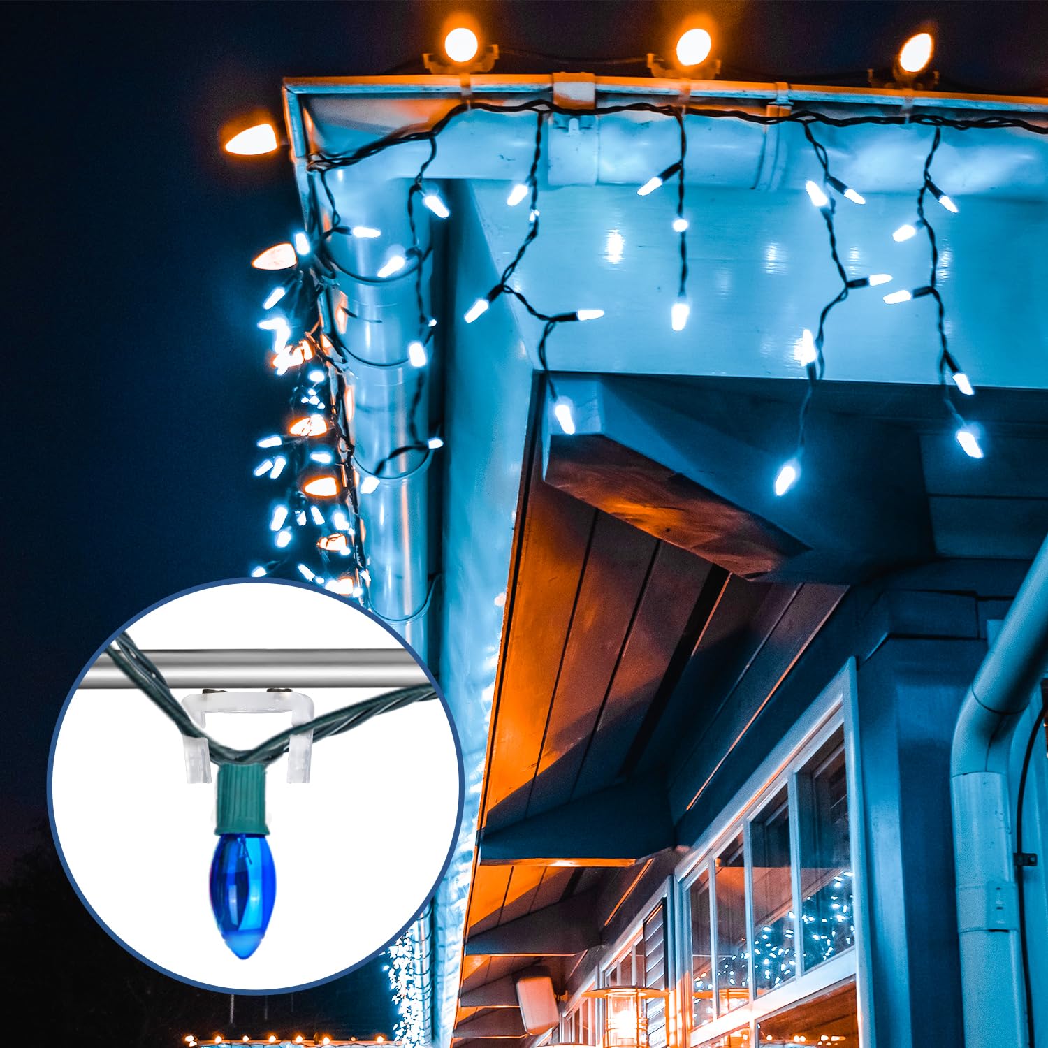 120 Magnetische Weihnachtslicht-Clips Für C9-Sockel – Transparent, Für Dachrinne, Zaun & Außendekoration