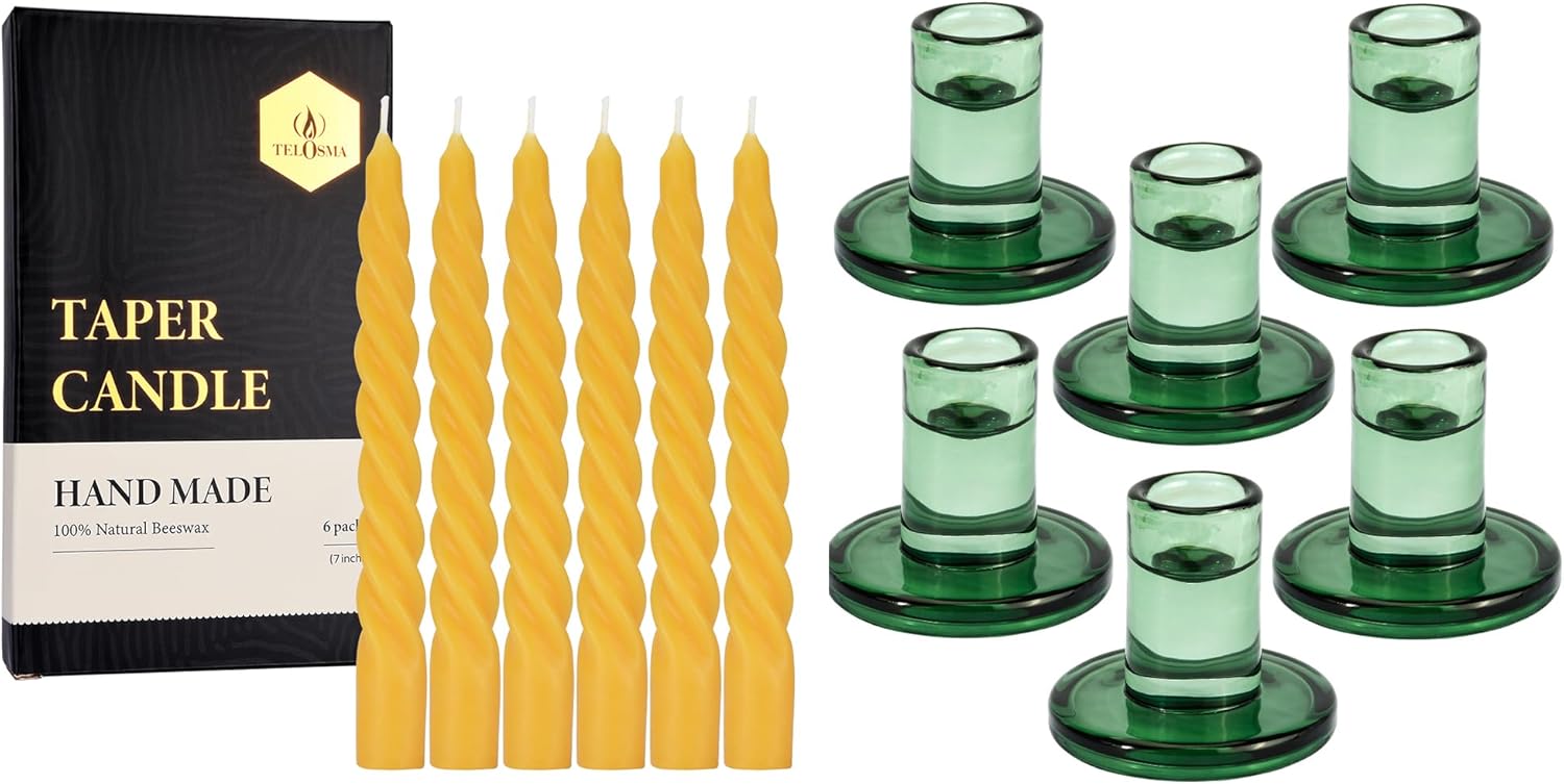 6 pcs Taper Candles + 6 pcs Candle Holders