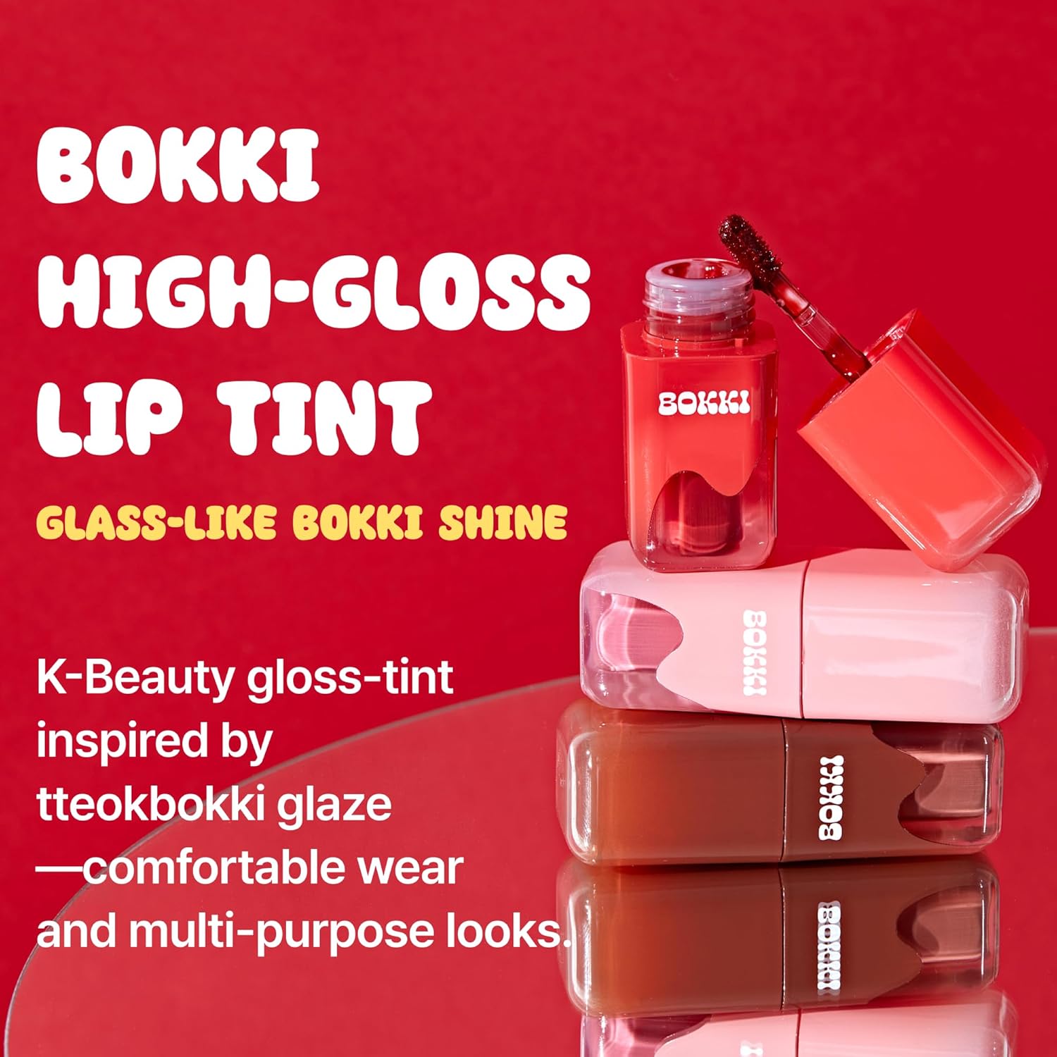 BLACK ROUGE Glow Bokki Tint, GB07 Bacon Pink – Korean Lip Tint Inspired by Tteokbokki, Non-Sticky Long-Lasting Lip Stain with Glossy Finish, Cute Stickers – Original Red, Rose, Soy - Image 2