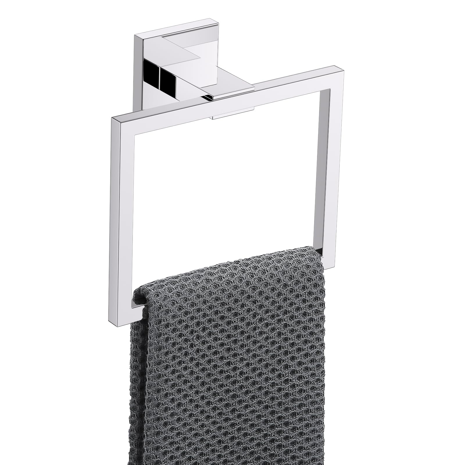 YACVCL Towel Holder Bathroom Towel Ring, Brushed Chrome Hand Towel Bar, Stainless Steel Towel Rack Wall Mounted, Square Towel Hanger for Kitchen Lavatory