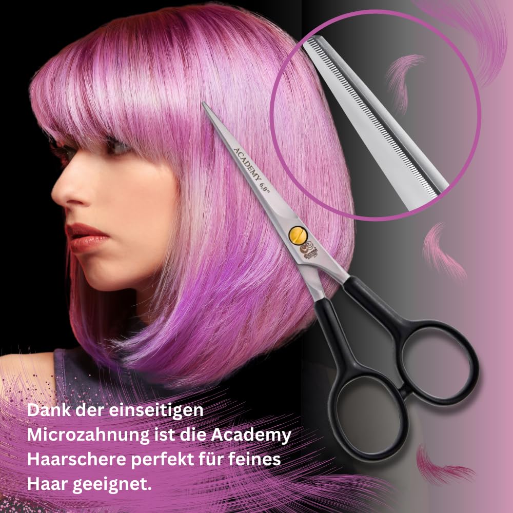 Cerena® – Friseurschere Academy aus Edelstahl mit einseitiger Mikroverzahnung – Haarschere Solingen, Haarschneideschere, 5,5" - 14 cm