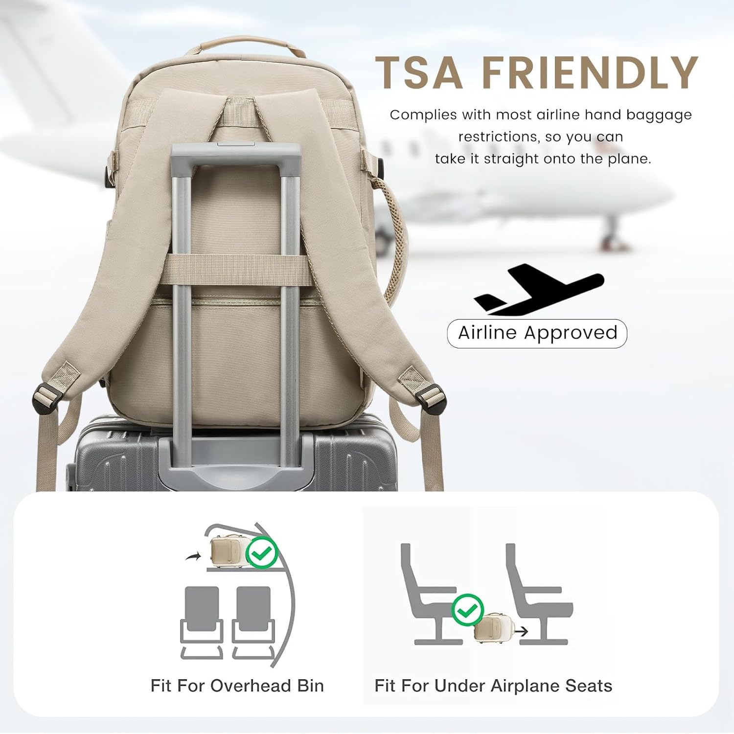 LOVEVOOK 40L Large Travel Backpack for Women Men, 17 Inch Carry on Backpack for Traveling on Airplane, Personal Item Travel Bag Airline Approved, Business Causal Weekender Backpacks - Image 3