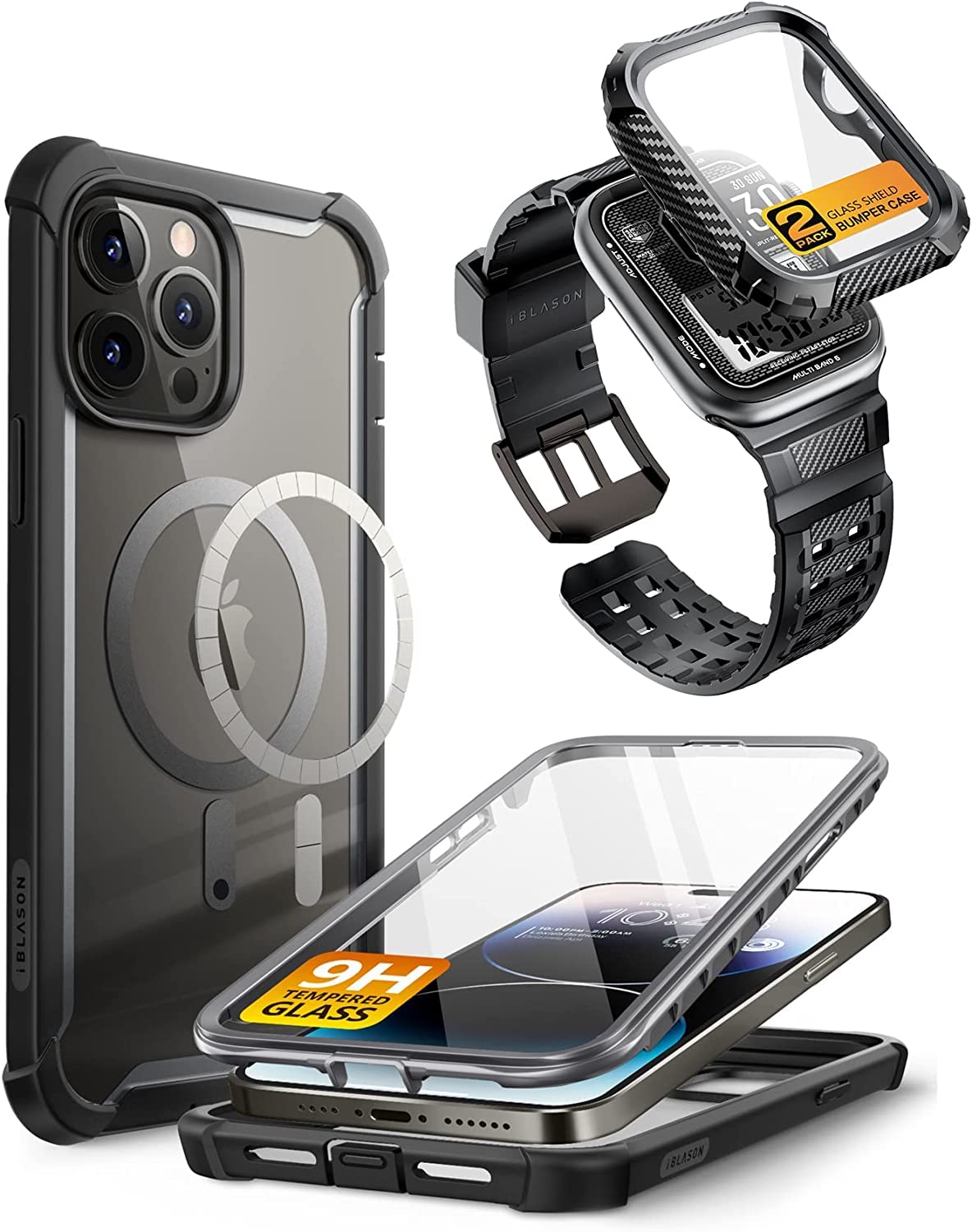 i-Blason AresMag Designed for iPhone 14 Pro Max Case & Apple Watch Band [45mm]