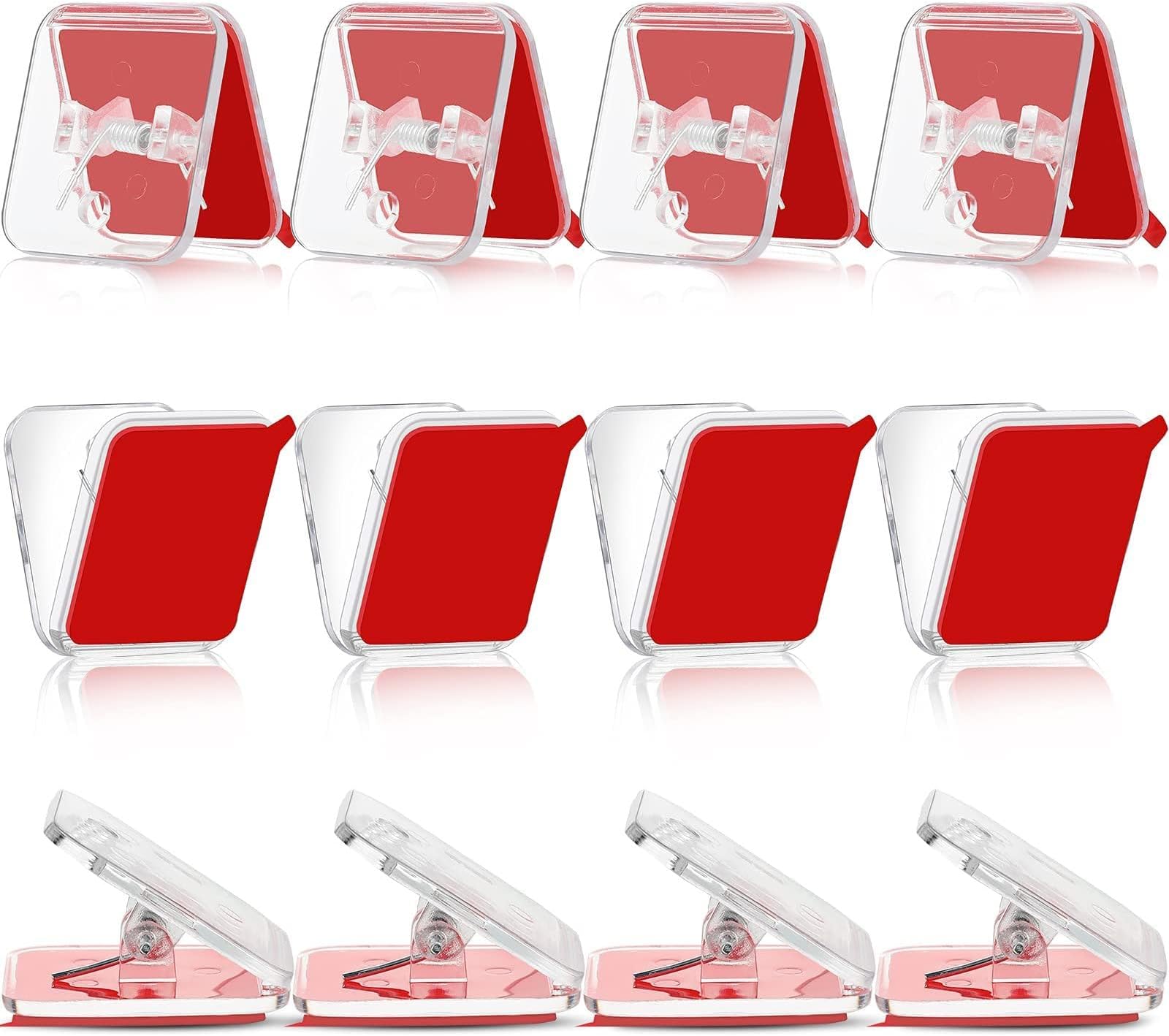 – 12 Pieces Clear Self Adhesive Wall Clips Double Sided Spring Sticky Hangers For Tapestry Photo Poster Paper Flag Dorm Decor