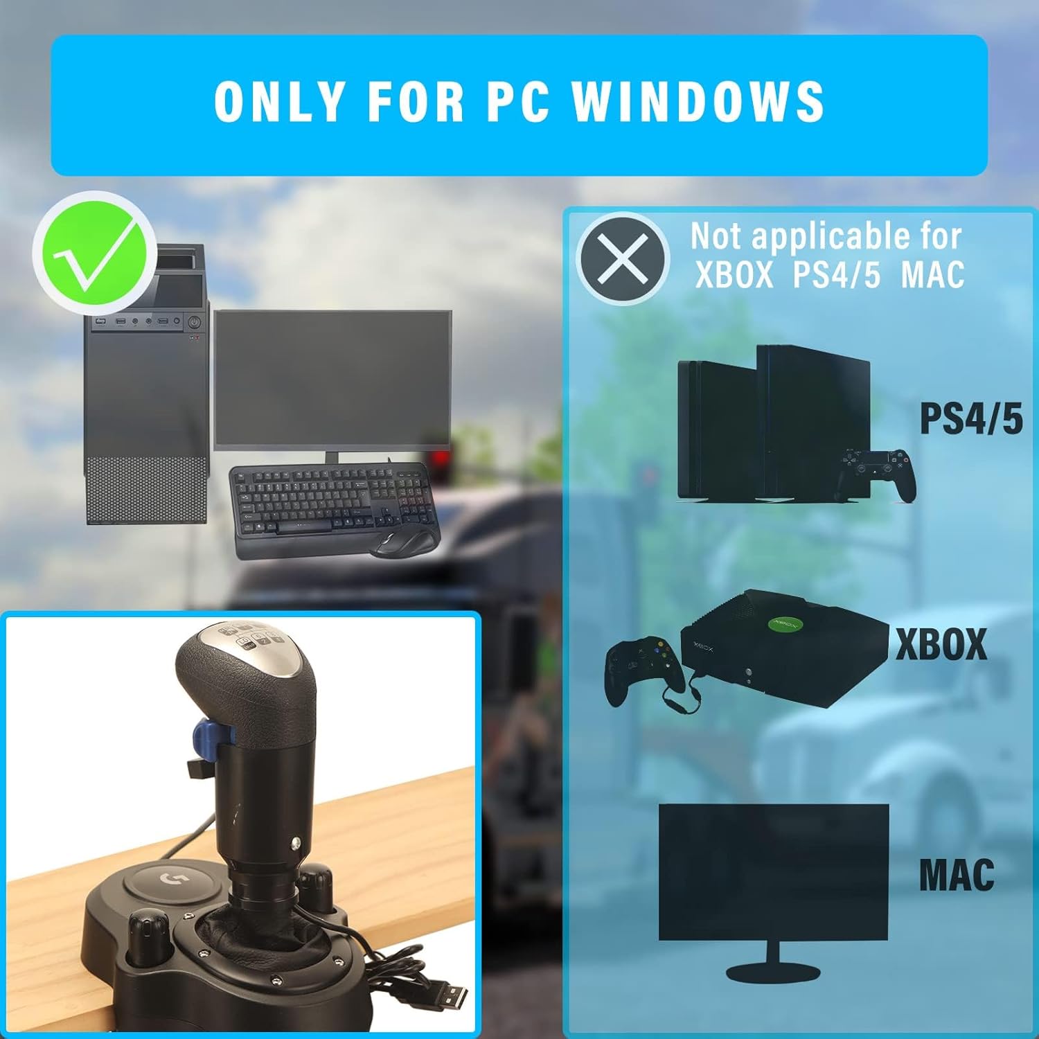 USB Gearshift Knob from a Man Truck ATS/ETS2 for Logitech G25 G27 G29 G920 H Gear Shifter Knob(Note:Only Supports PC)