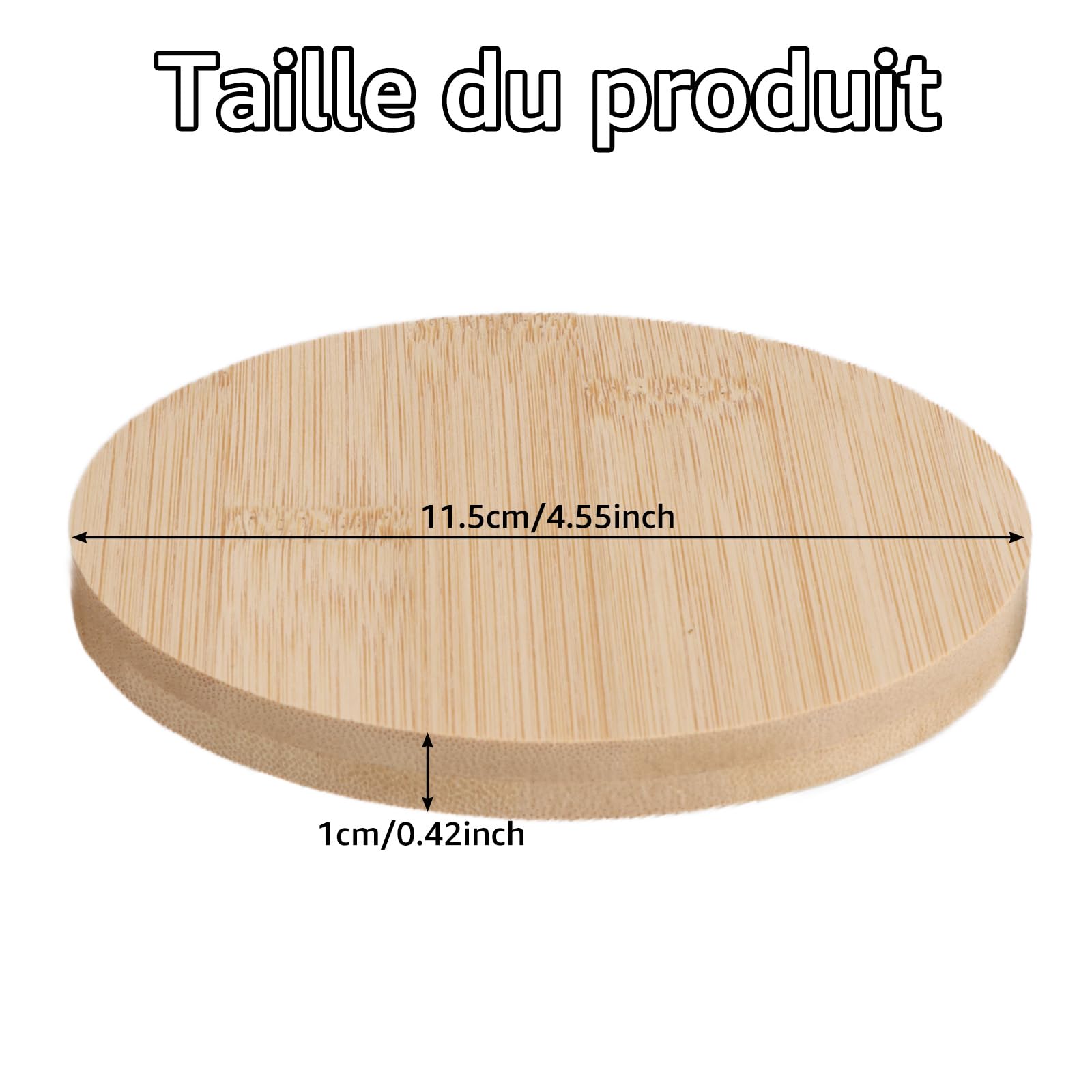 2 Pièces Dessous De Verre En Bois, 8.5cm Sous-Verres Rond En Bambou, Dessous De Bougie En Bois, Dessous De Verre En Bambou, Assiette Pour Bougies De Baptême Pour Boissons, Tasses, Verre, Maiso