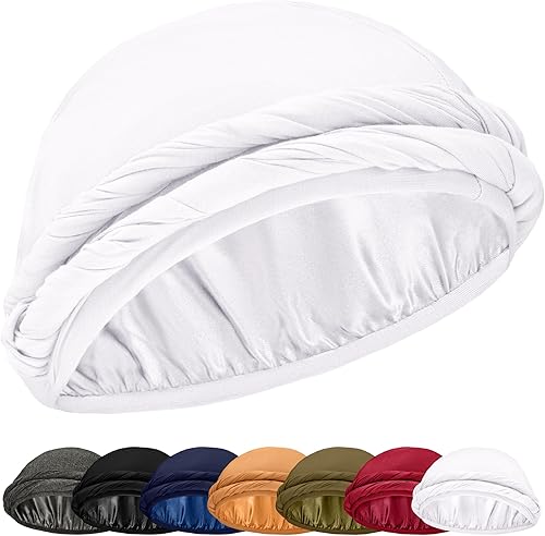 Miniatura 15 de Turbante Halo con Forro de Satén de Seda Envolvente de Cabeza Preajustado Gorro de Calavera para Hombres y Mujeres Gorro para Dormir Cubierta