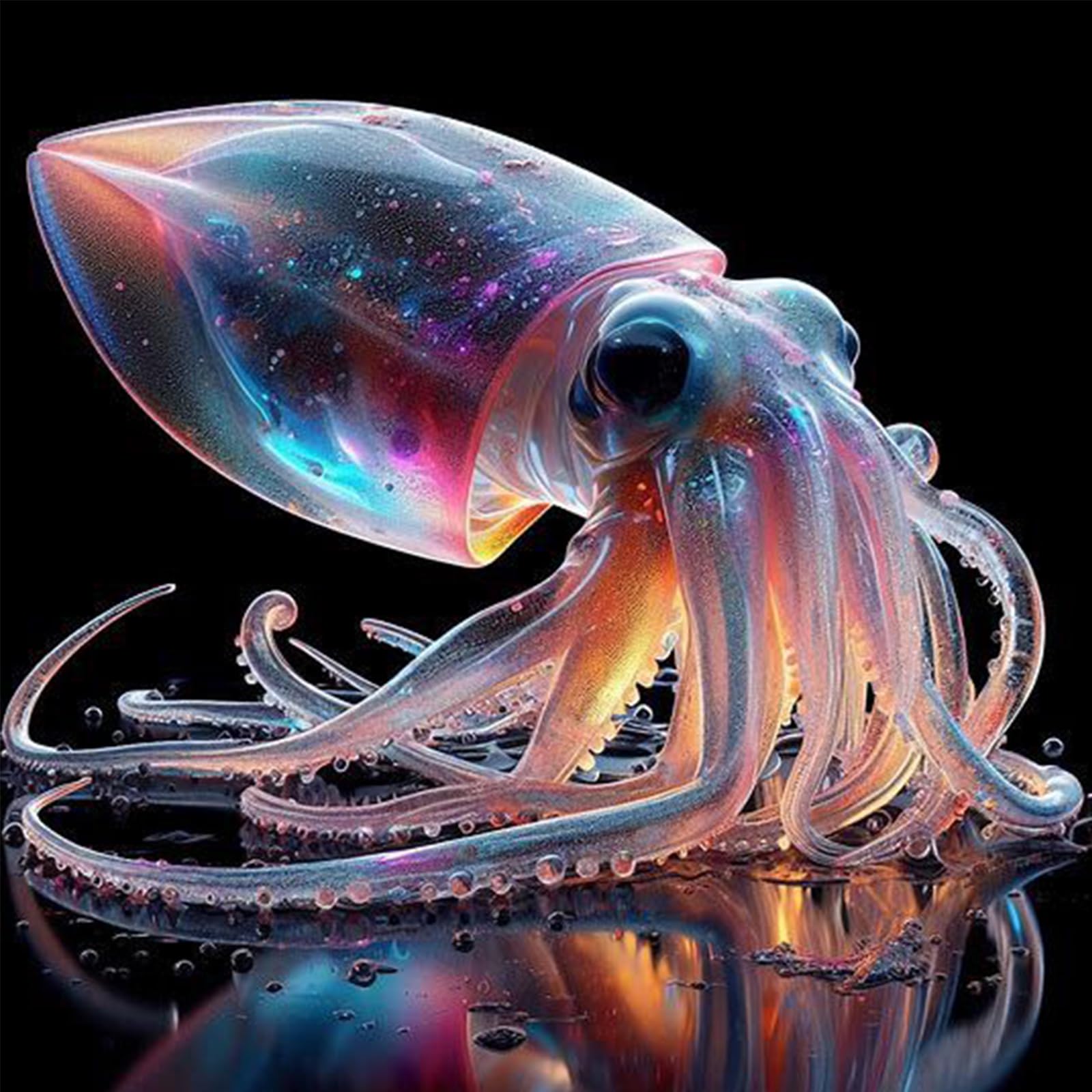 POETRYDRAW Dreamy Squid 5D Diamond Art Painting Kit 30x30cm Full DIY Rhinestone Art Wall Decor for Adults & Beginners