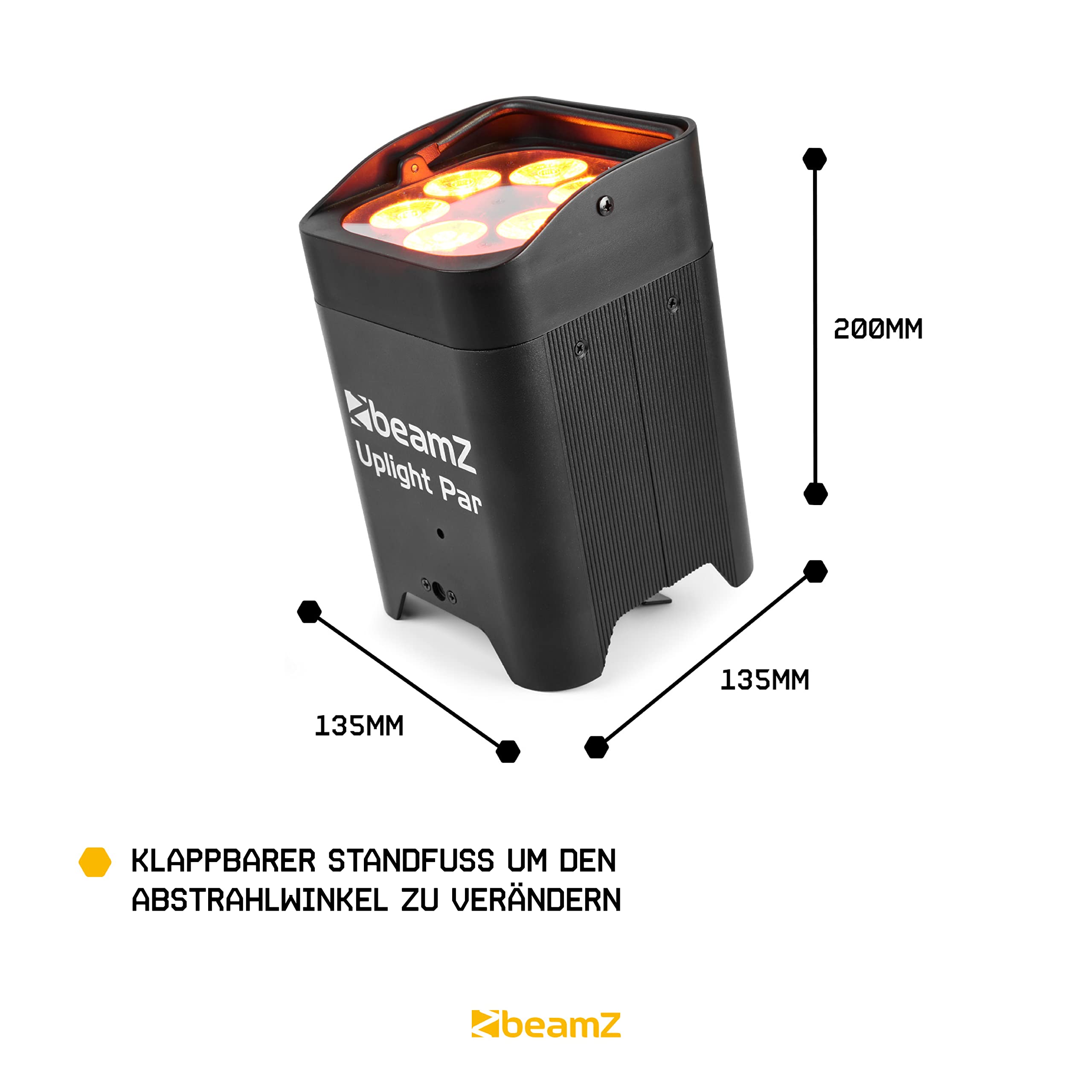 BeamZ BBP96 Akku LED Strahler Uplight 4er Set mit Tasche, IP20, Par LED Spot mit Wireless DMX, Bühnenbeleuchtung Set, Discolicht, Lichteffekte, Fernbedienung, Soundmodus, In- und Outdoor
