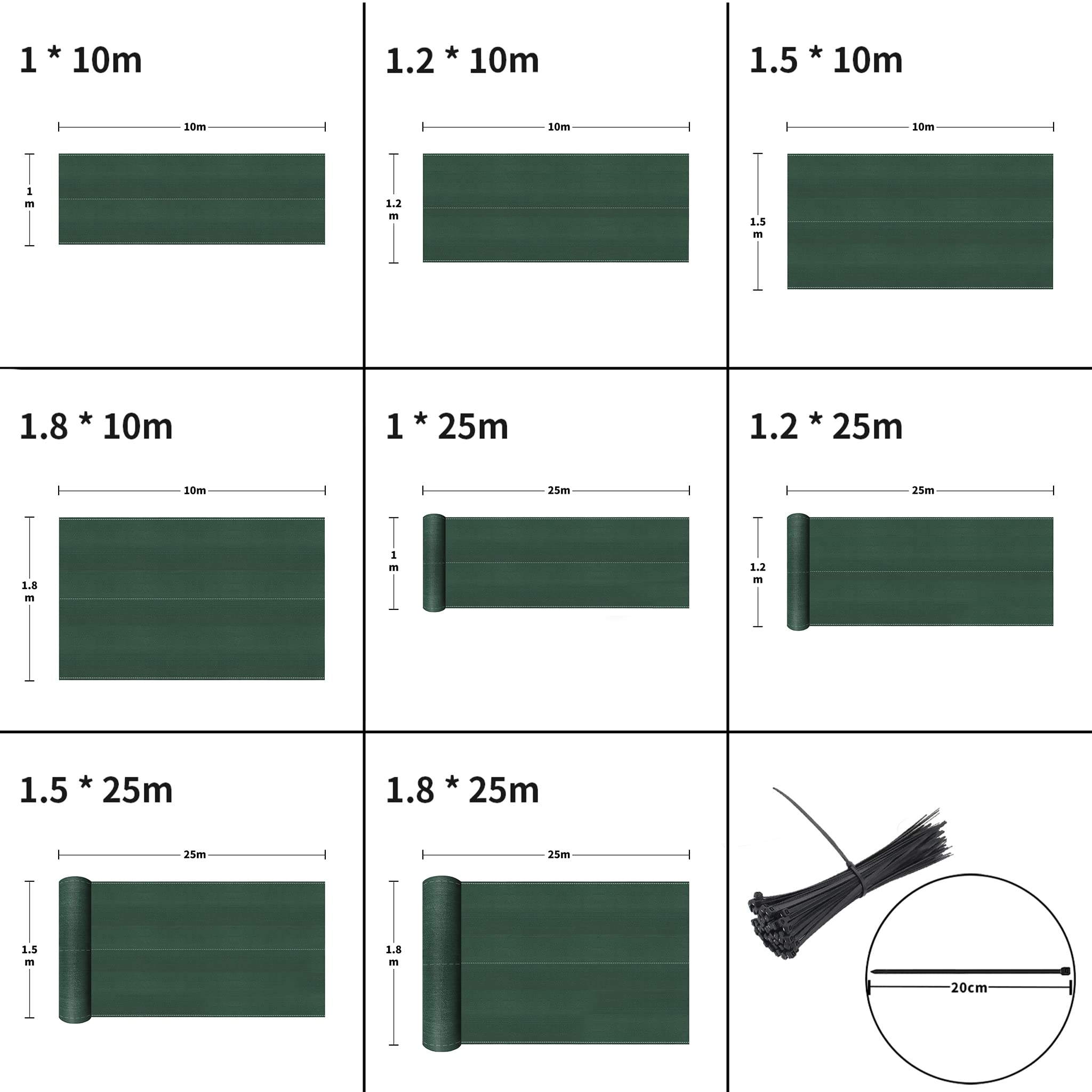 Rete Ombreggiante HDPE 1.8x10m Per Giardino – Frangivista E Protezione UV Per Balcone E Campo Sportivo!