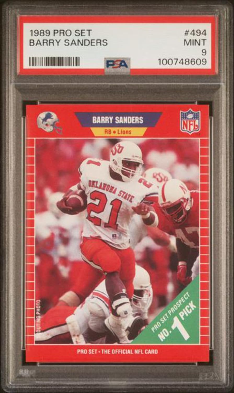 Graded 1989 Pro Set Barry Sanders #494 Rookie RC Football Card PSA 9 Mint