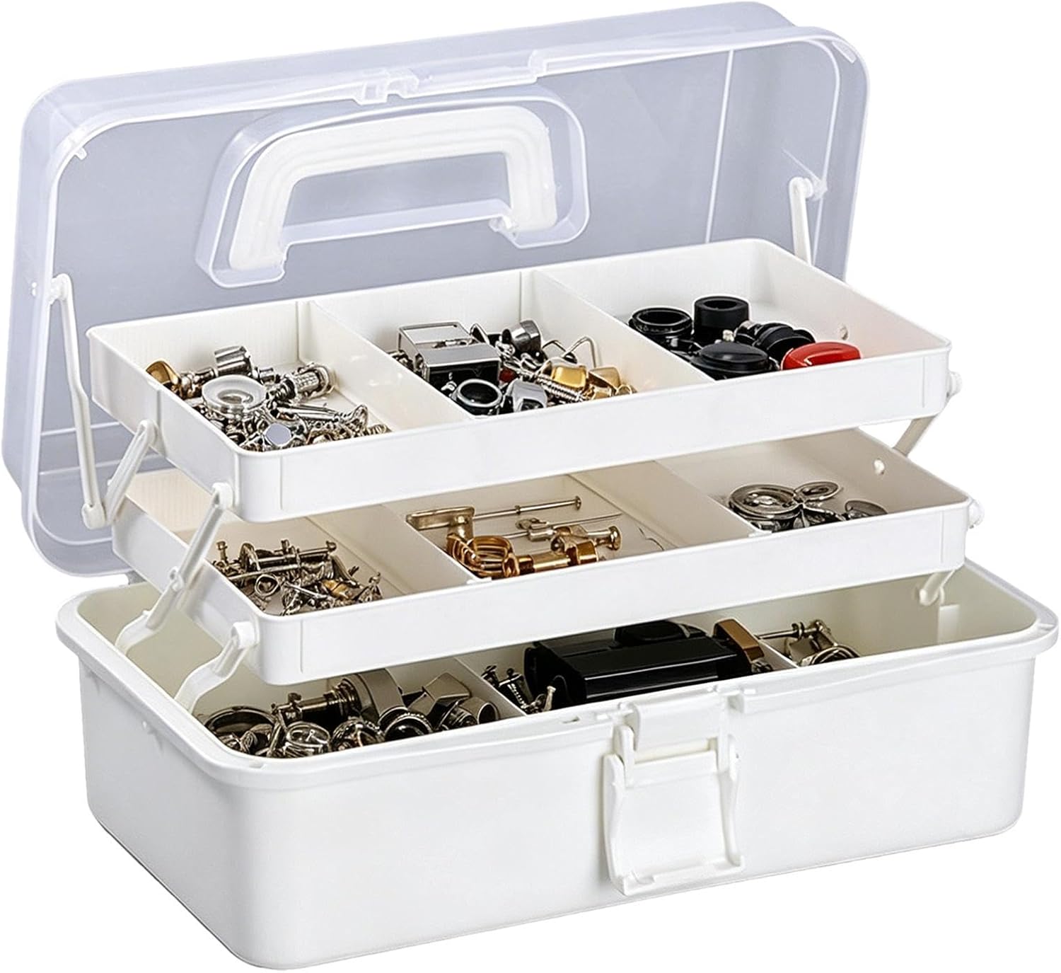 Art Supply Box 3-Layer Dividing Utility Case with Handle