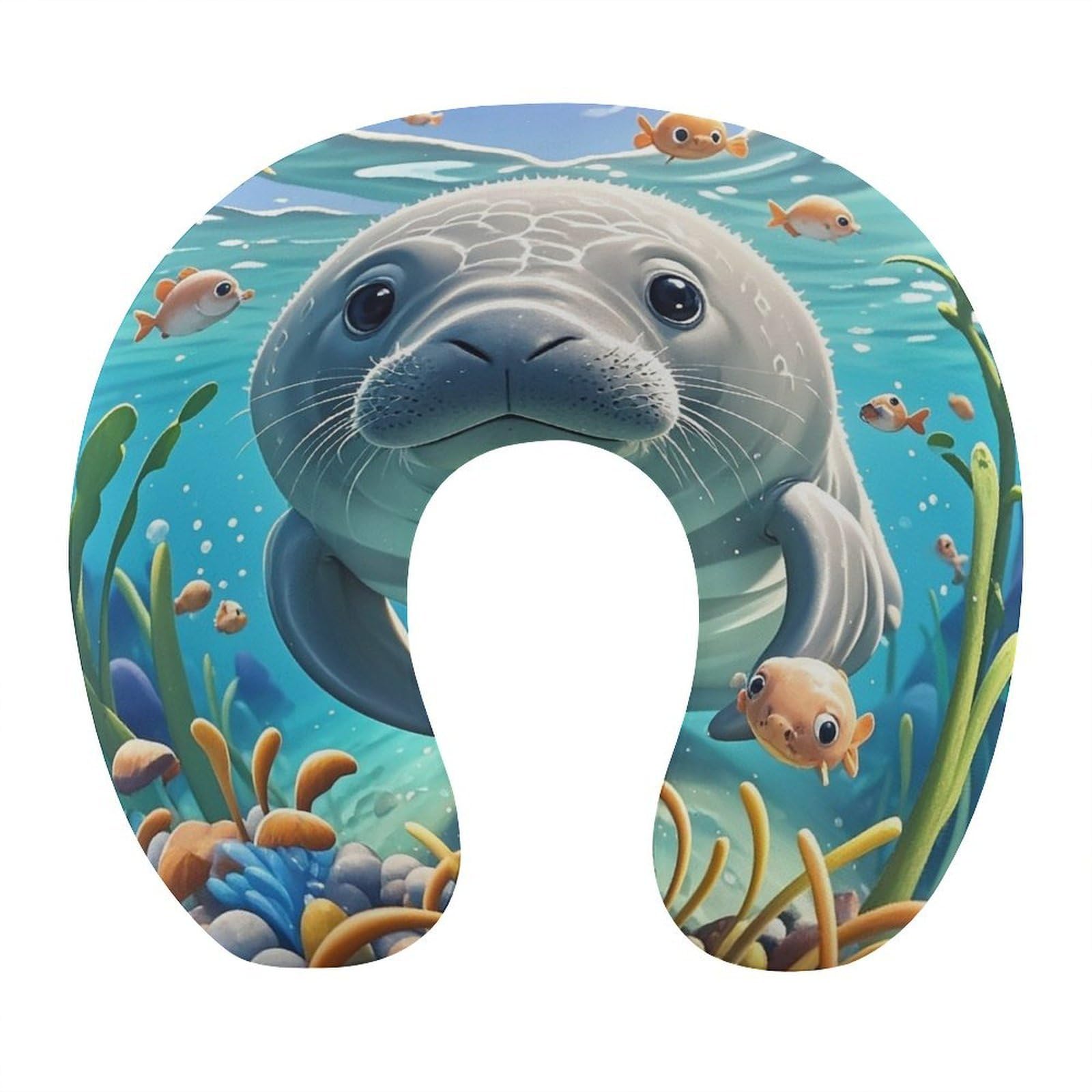 Btcowzrv Style Cute Sea Animal Manatee U Shaped Neck Pillow Travel Pillows