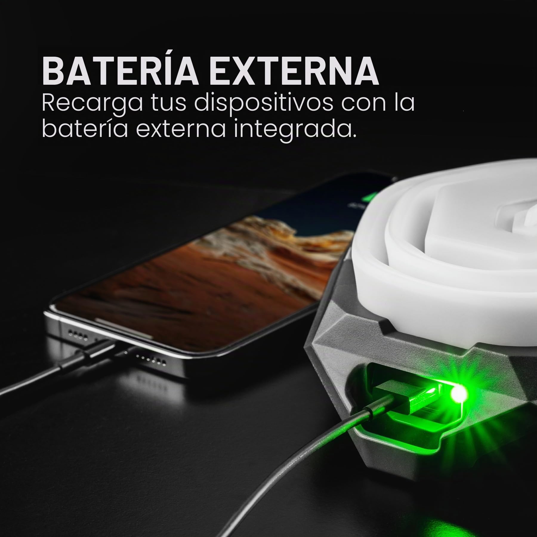 NEBO Galileo AIR 1000 Lantern - Luz de Camping Recargable y Banco de Energía - Potente Linterna Plegable de 1000 Lúmenes