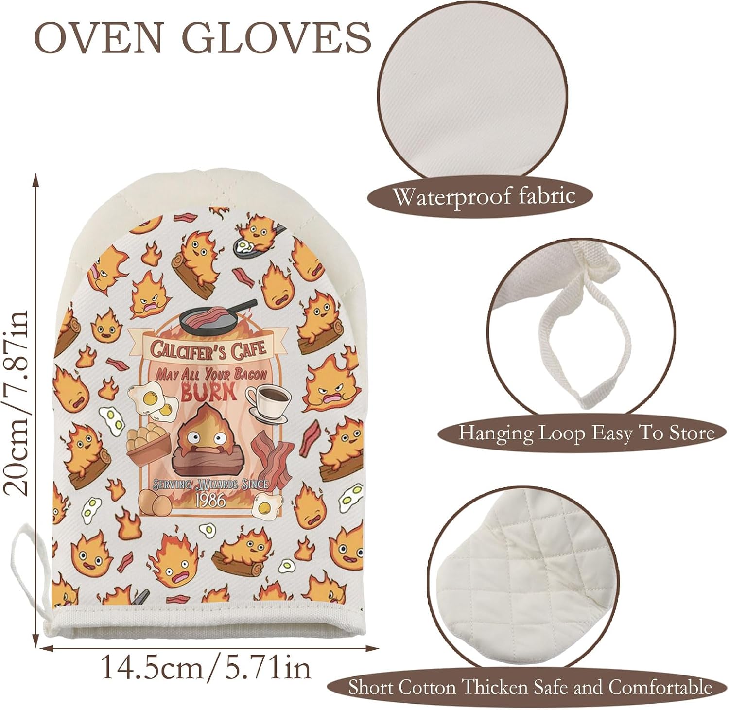 WCGXKO Anime Inspired Kitchen Gloves Anime Lover Baking Short Oven Mitt Housewarming Gift (Cal Burn G)