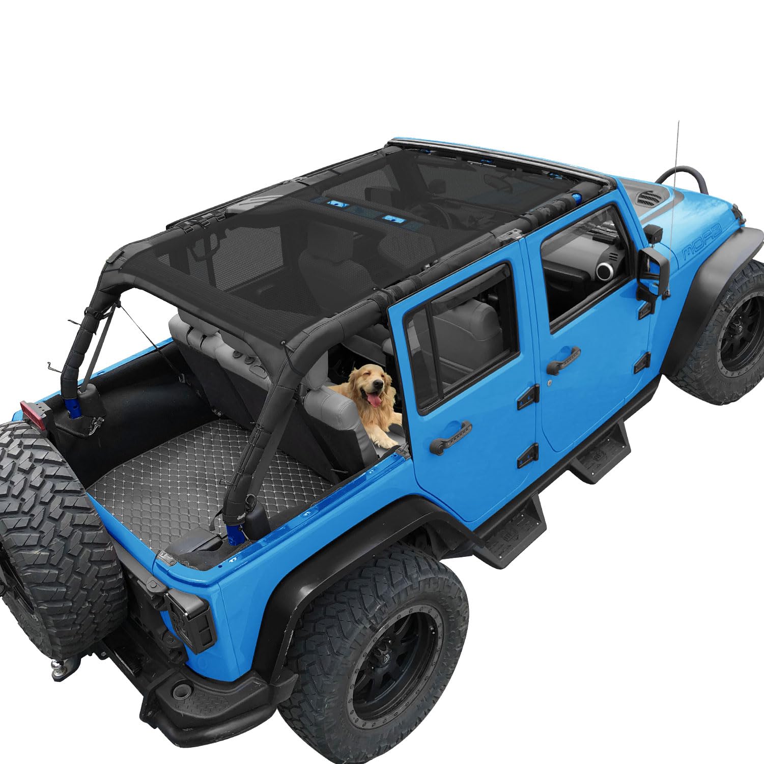 JK Sun Shade Top Compatible with Jeep Wrangler Sunshade, Black, Front+Rear