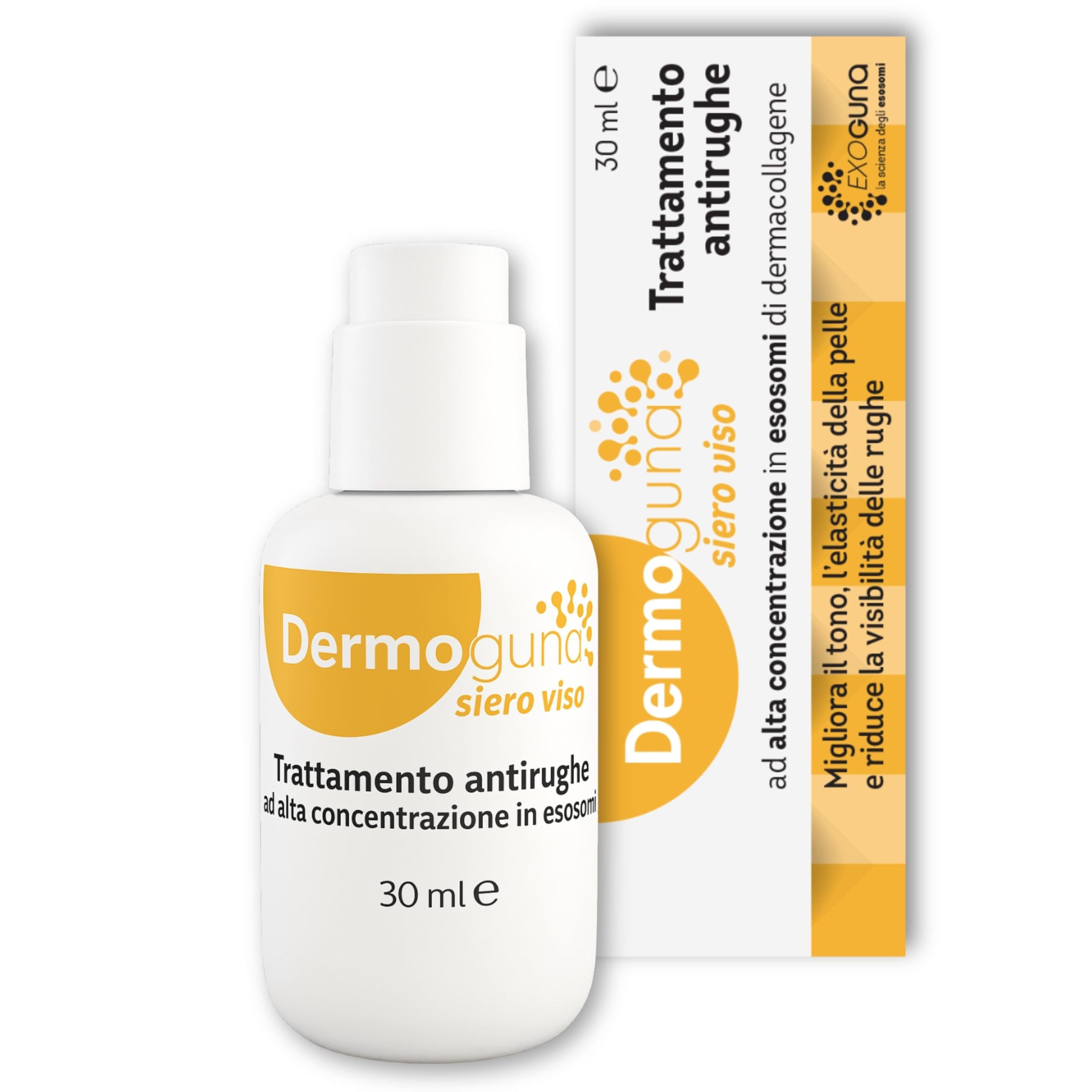 GUNA Dermoguna Siero Viso Antirughe 30 ml - Alta Concentrazione di Esosomi di Dermacollagene - Migliora il Tono, l'Elasticità della Pelle e Riduce la Visibilità delle Rughe