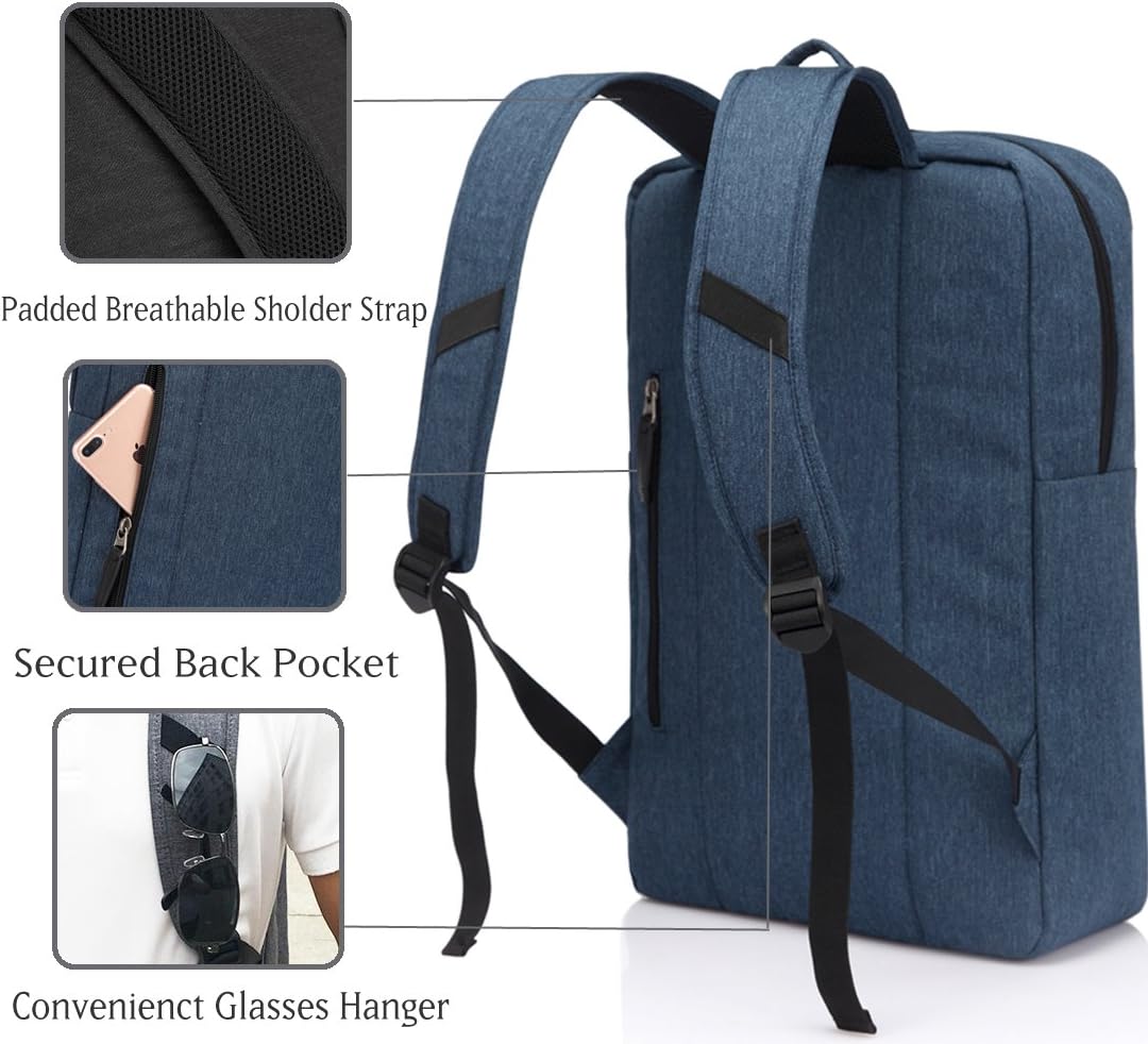 VASCHY Business Laptop Backpack for 17 inch Computer With Built-in Charging Cable USB Port Lightweight Rucksack