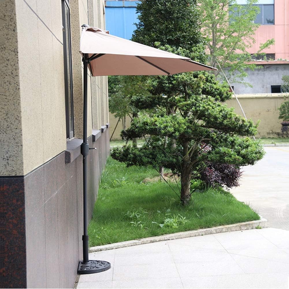 LSLYTQ Patio Umbrella Portable parasols Garden Patio Balcony Half Wall Umbrella With Crank, Khaki Semi Round Circular Umbrella For Small Terrace UV-Protection (Khaki 9ft/270cm) good
