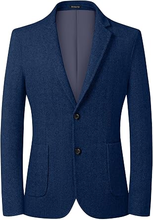 Mens Herringbone Tweed Blazer Vintage Wool Blend Sport Coat Jacket 2 Button Casual Wedding Groomsmen Prom Suit