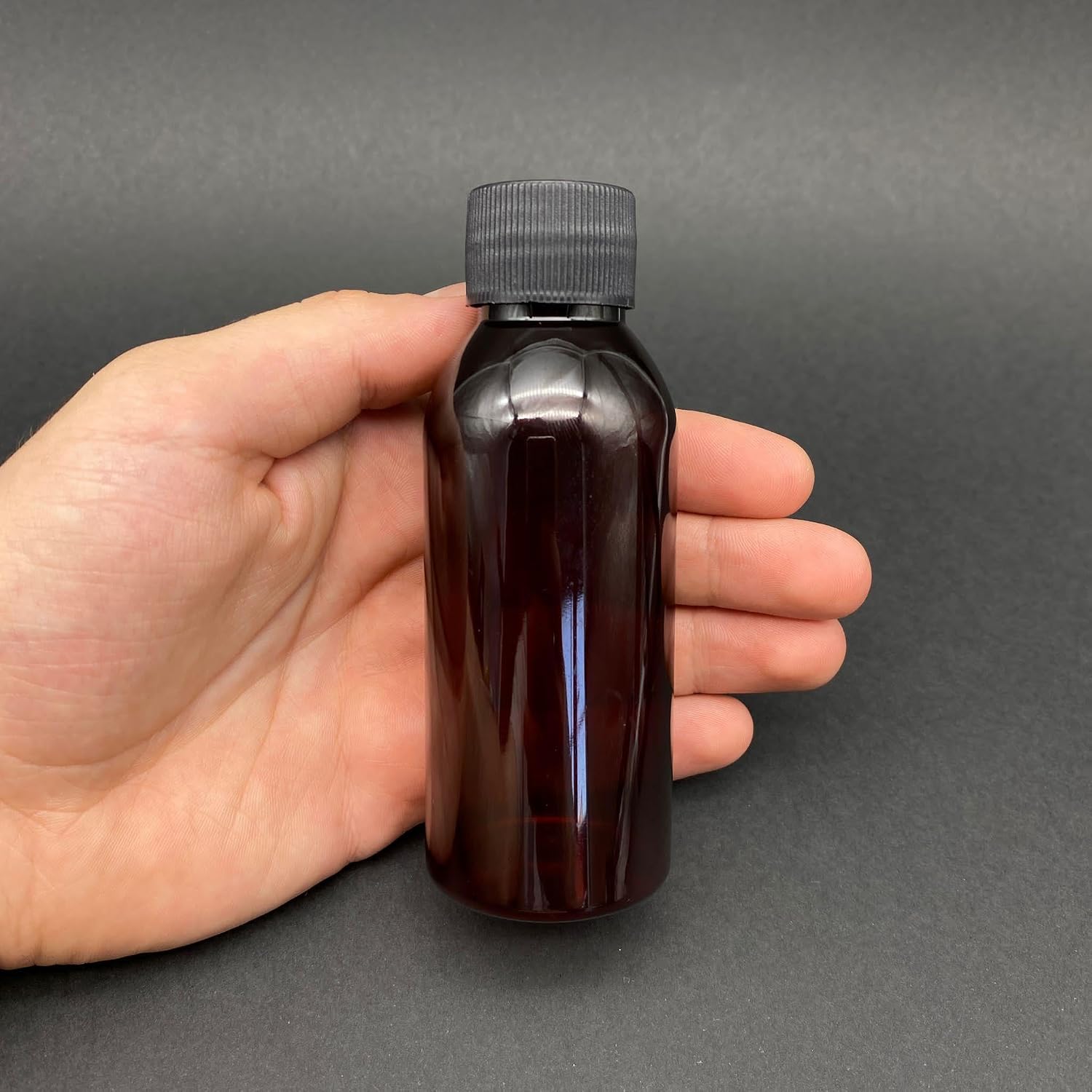 100 cc Amber Plastik Sert Şişe - Siyah Kapaklı- 100ml Kahverengi Plastik Şişe - x 10 Adet