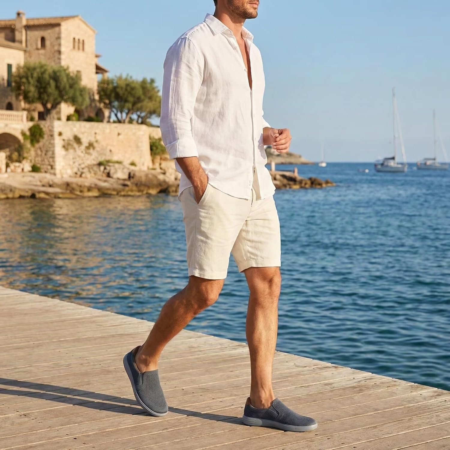 konhill Slip on Sneaker for Men- Casual Knit Boat Loafers Walking Shoes Driving Work Memory Skate Foam Shoes - Image 3