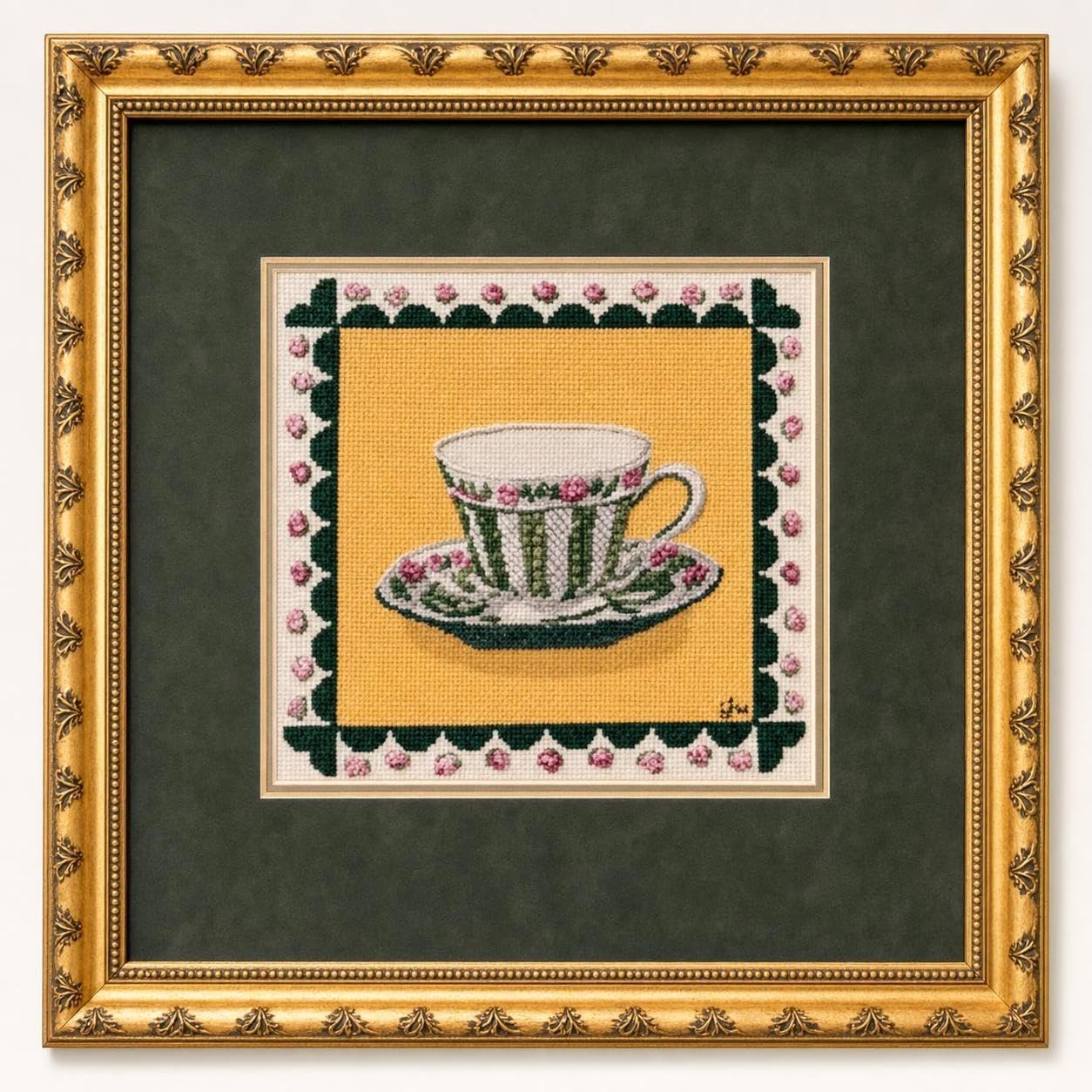 Pepita Needlepoint kit: Teacup Striped, 10" x 10"