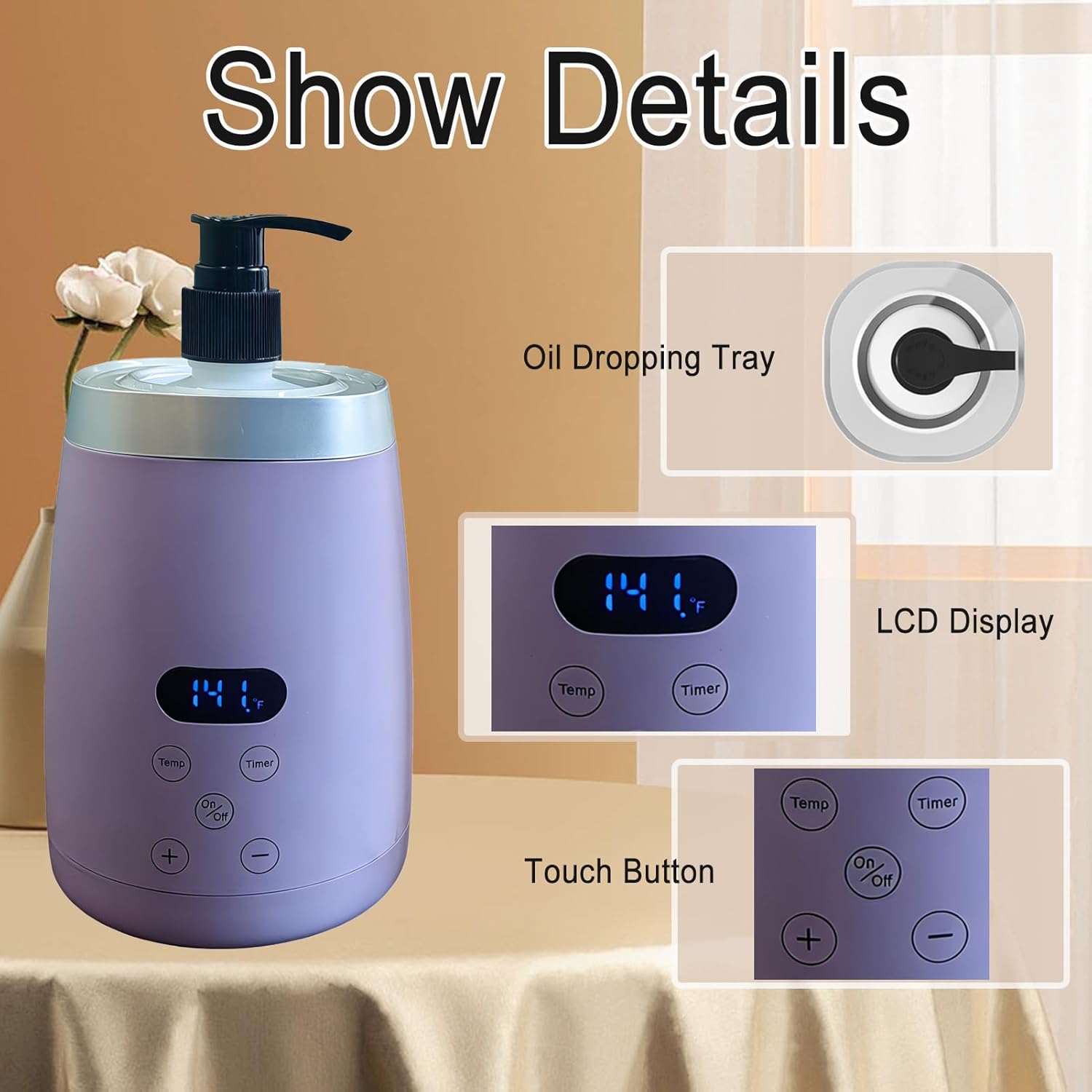 Prestige Purple Oil Warmer,Professional Massage Oil Heater & Lotion Bottle Warmer for Salon, with 360° Fast Heating (86–149℉), Large Bottle Warmer for Massage Oil, Body Oil, Shampoo Lotion