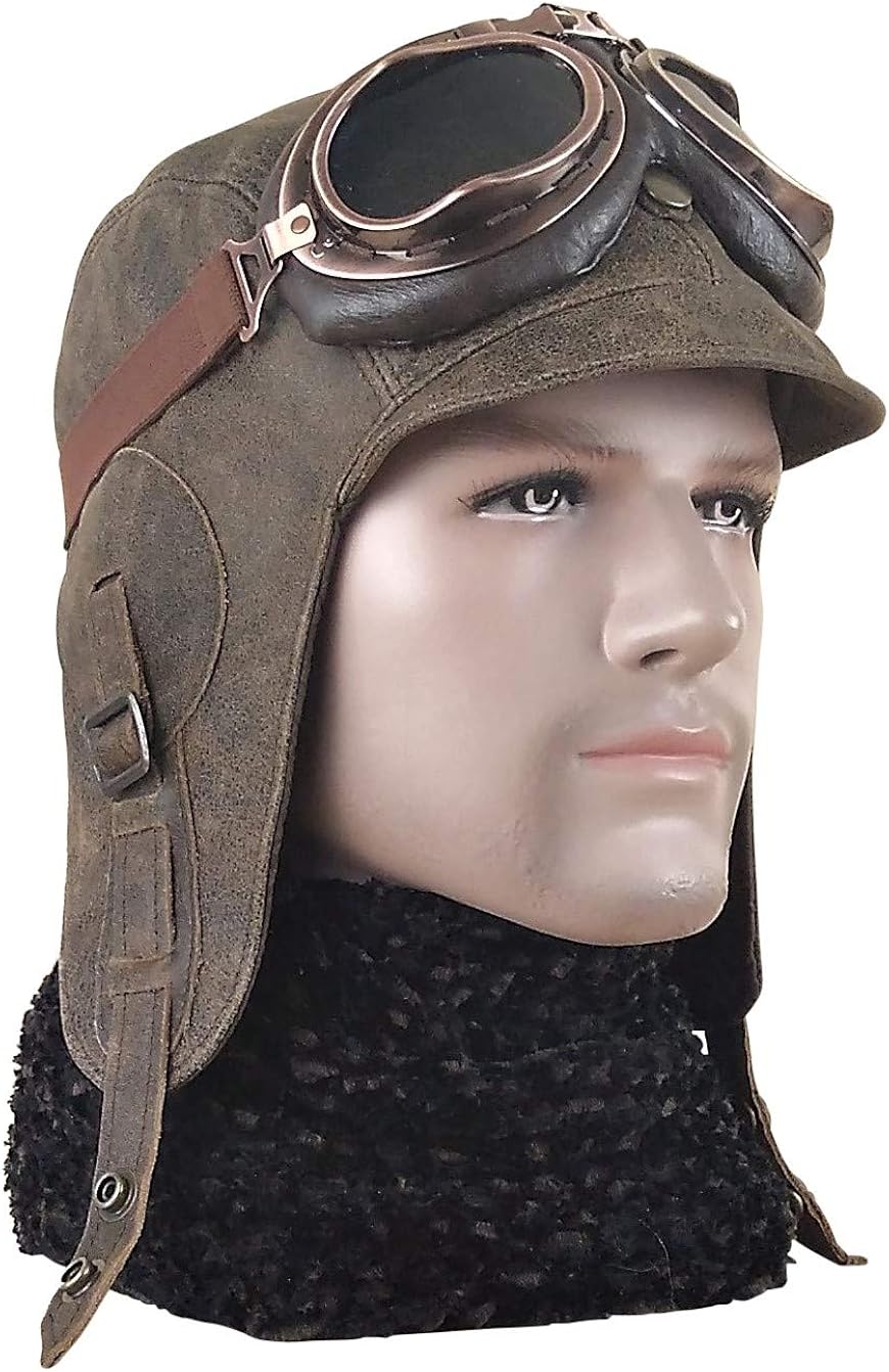Real Leather Aviator Hat, Leather 
