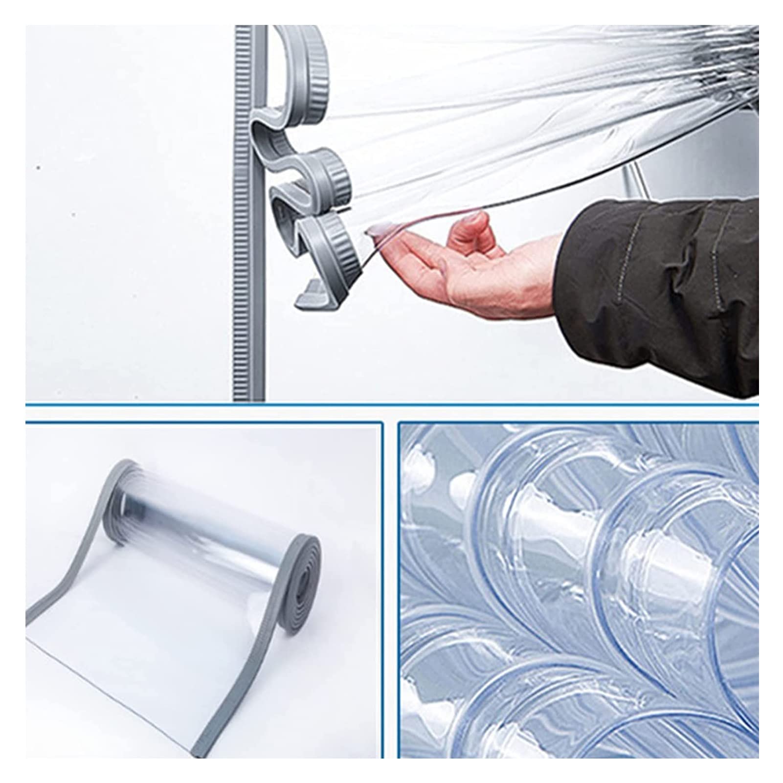 Tenda Porte Termoisolante Tenda Divisoria in PVC Magnetico Trasparente Impieghi Gravosi for Porte, Portico, Garage (Size : 40x220cm/15.75x86.61in)