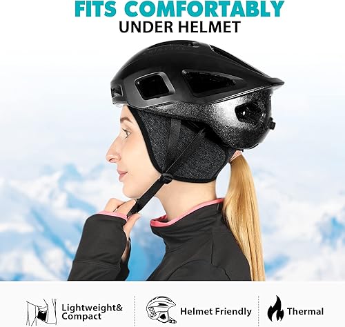 Miniatura 5 de Hikenture Gorra de calavera para mujer con agujero para cola de caballo, gorro de invierno para correr, gorro térmico para clima frío, forro polar