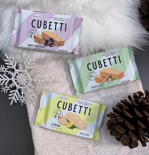 Miniatura 2 de Dolcetto Cubetti - Galletas de oblea cremosa, dulces cremosos con sabor a avellana, golosinas gourmet crujientes hechas en Italia, sin conservantes,