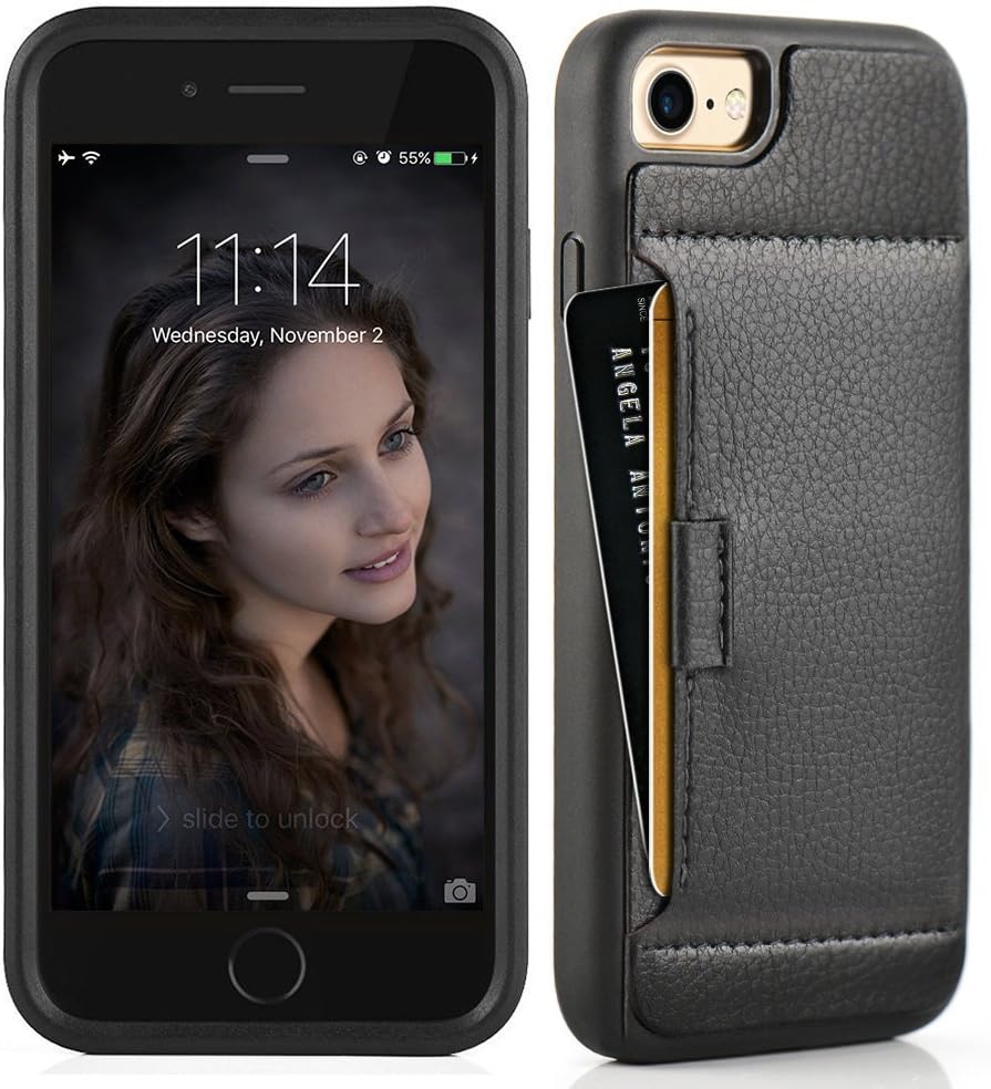 ZVE Wallet Case for Apple iPhone SE 2020 and iPhone 7/8, 4.7 inch, Slim Leather Wallet Case with Credit Card Holder Slot Pocket Protective Case Cover for Apple iPhone SE/7/8 - Black