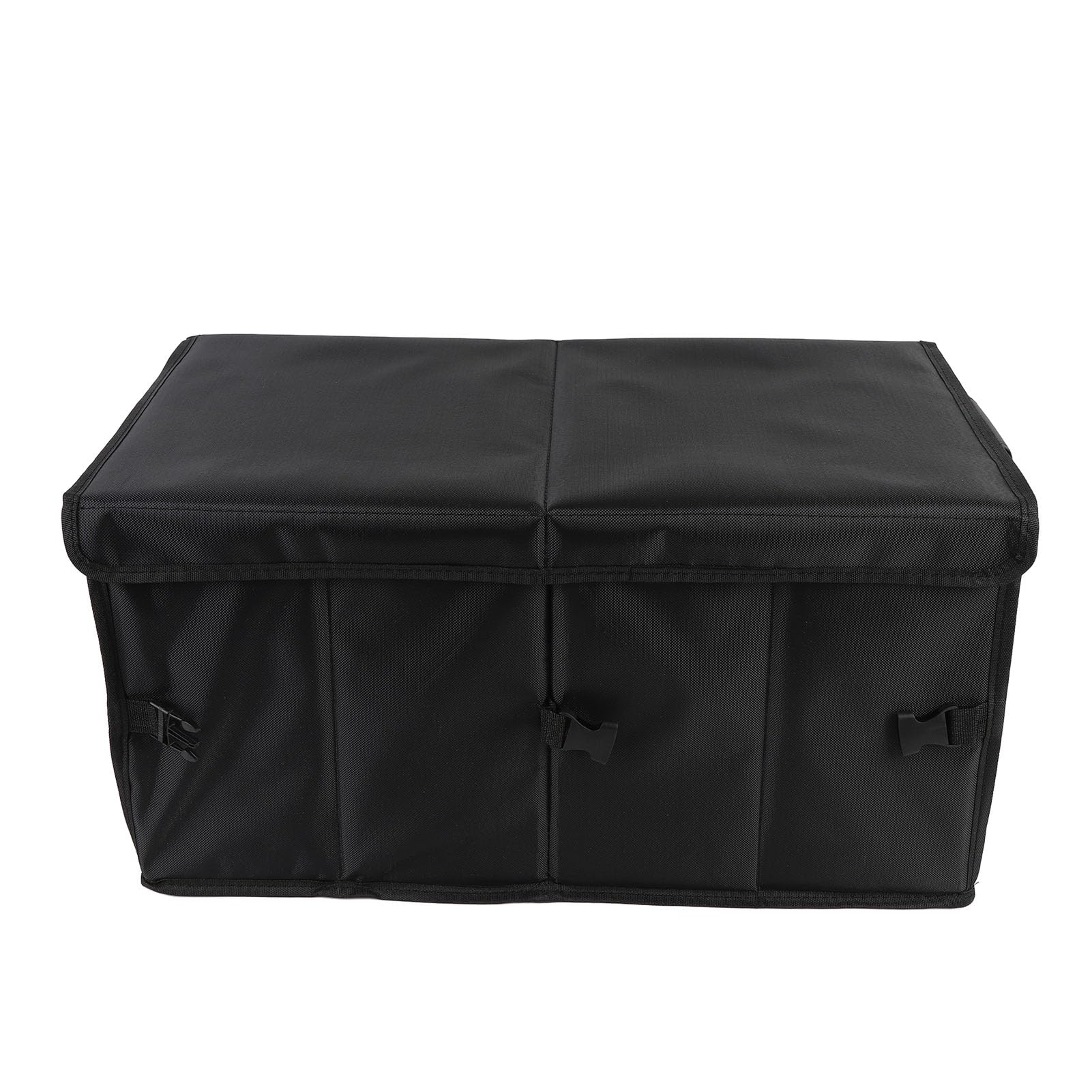 Organizzatore per Bagagliaio di Grande capacità Scatola Portaoggetti per Auto Multi Scomparto in Tessuto Oxford Impermeabile per Viaggi in Campeggio 55 Litri (Nero senza coperchio)