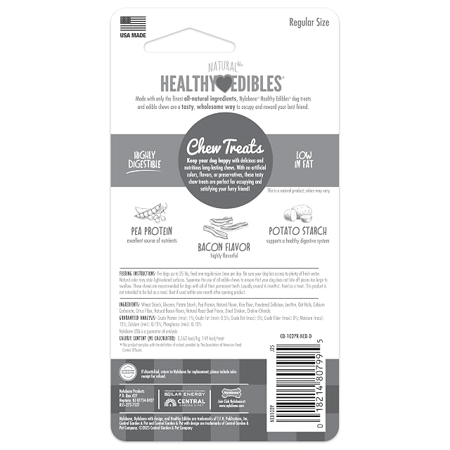 Foto 8 de 8 de Nylabone Healthy comestibles Totalmente Naturales de Larga duración Tocino Sabor masticable golosinas 1…