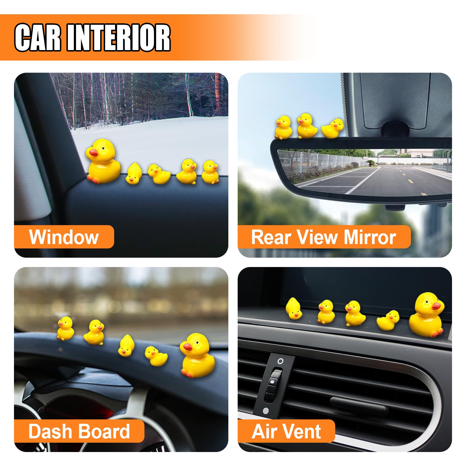 5PCS Mini Ducks Car Interior Accessories for Dashboard Decorations Cute Rearview Mirror Decor for Car Home Garden Office — view 5
