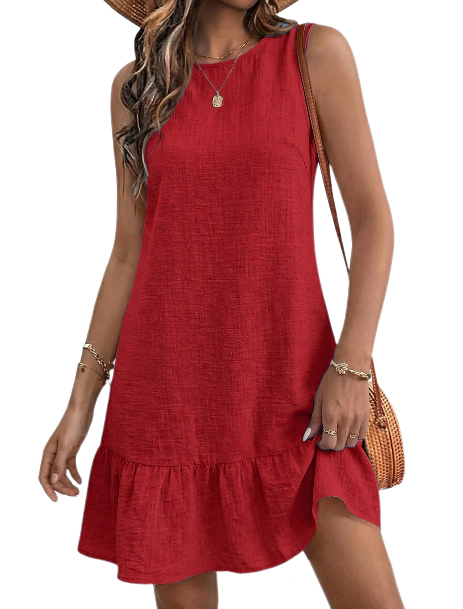 Womens Summer Dresses Tie Back Sleeveless Tank Mini Beach Sundress